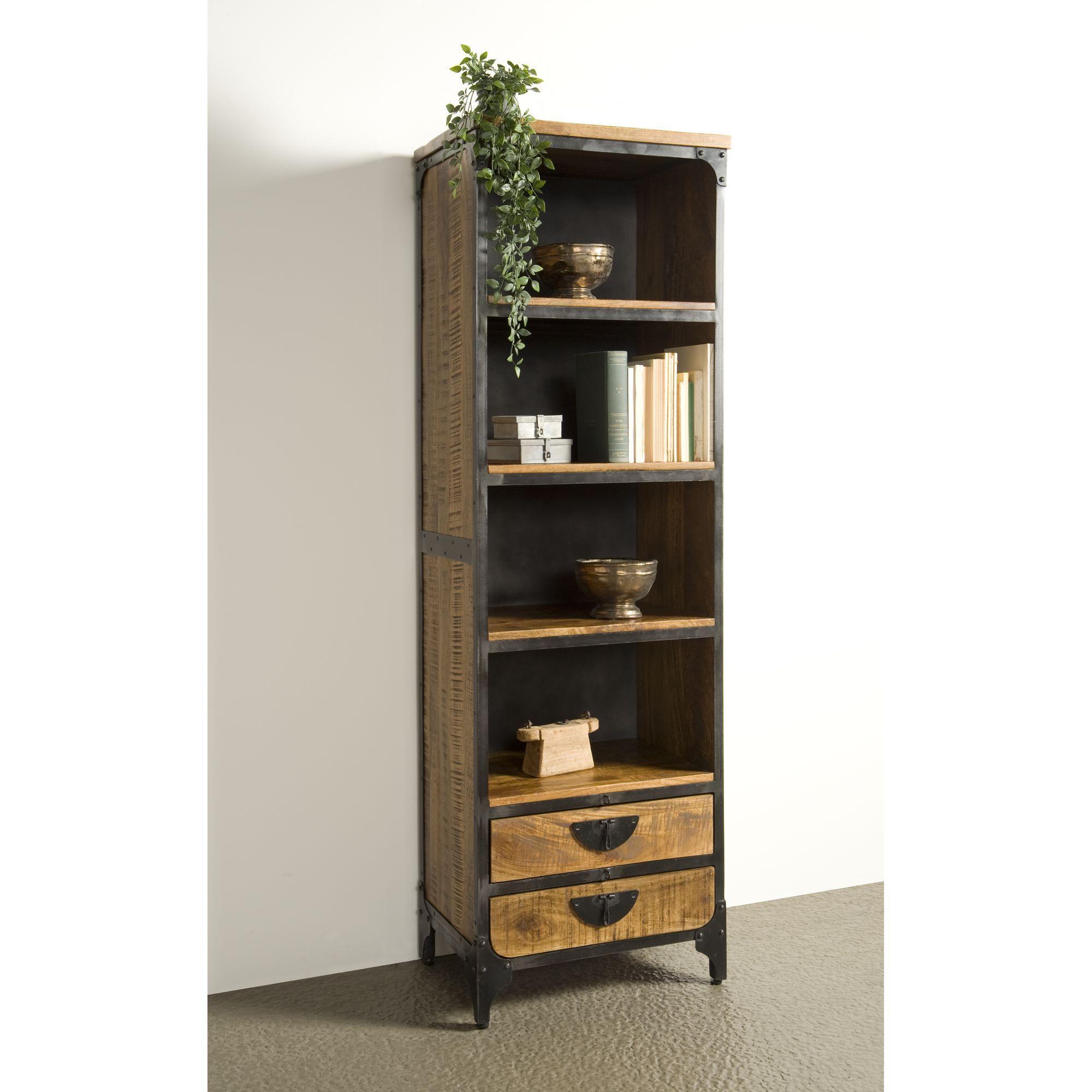 Bücherregal Castle 60x190 Mangoholz Metall