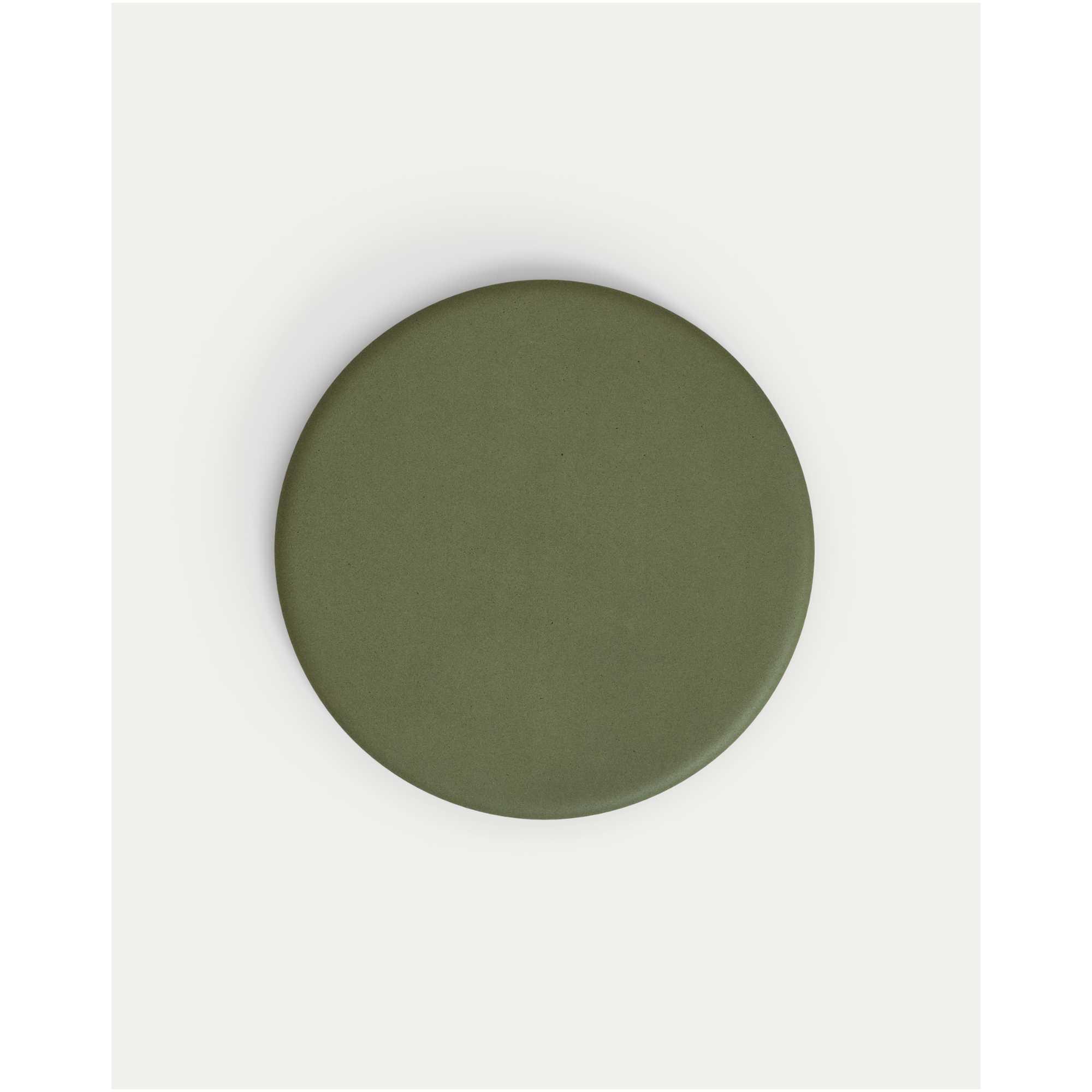 Runder Outdoor-Tisch Esilda mit Tischplatte aus grünem Zement Ø 70 cm und grünem Stahlfuss Ø 55 x 72 cm