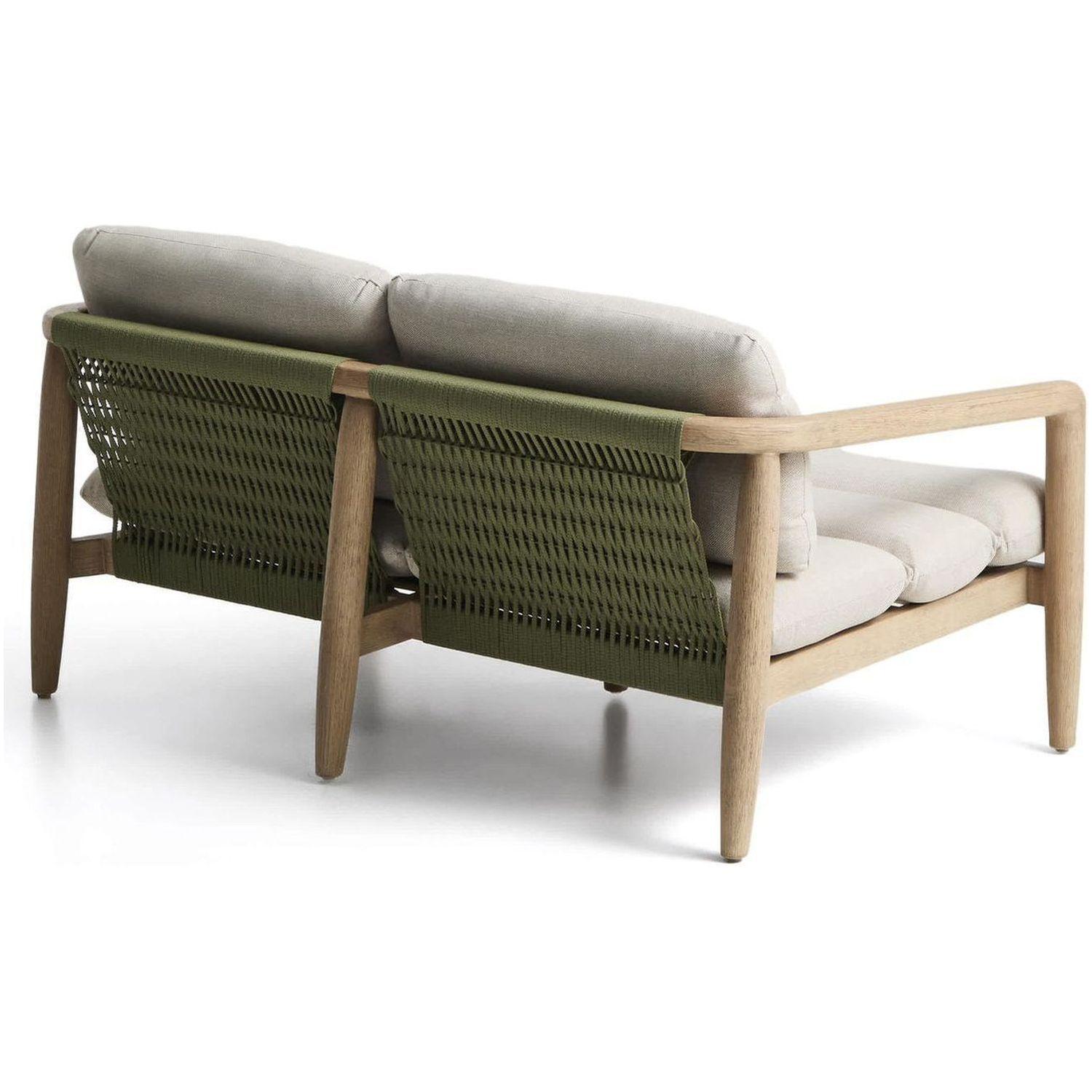 Gartensofa 3-Sitzer Menfi aus massivem Akazienholz und grünem Seil 136