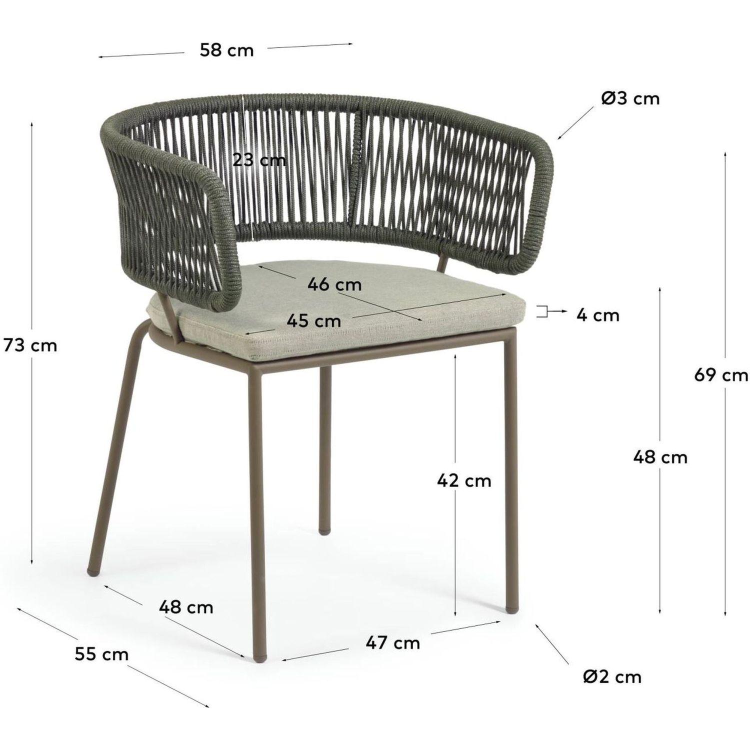 AUSSTELLUNGSSTÜCK Gartenstuhl mit Armlehne Aluminium Seil grün