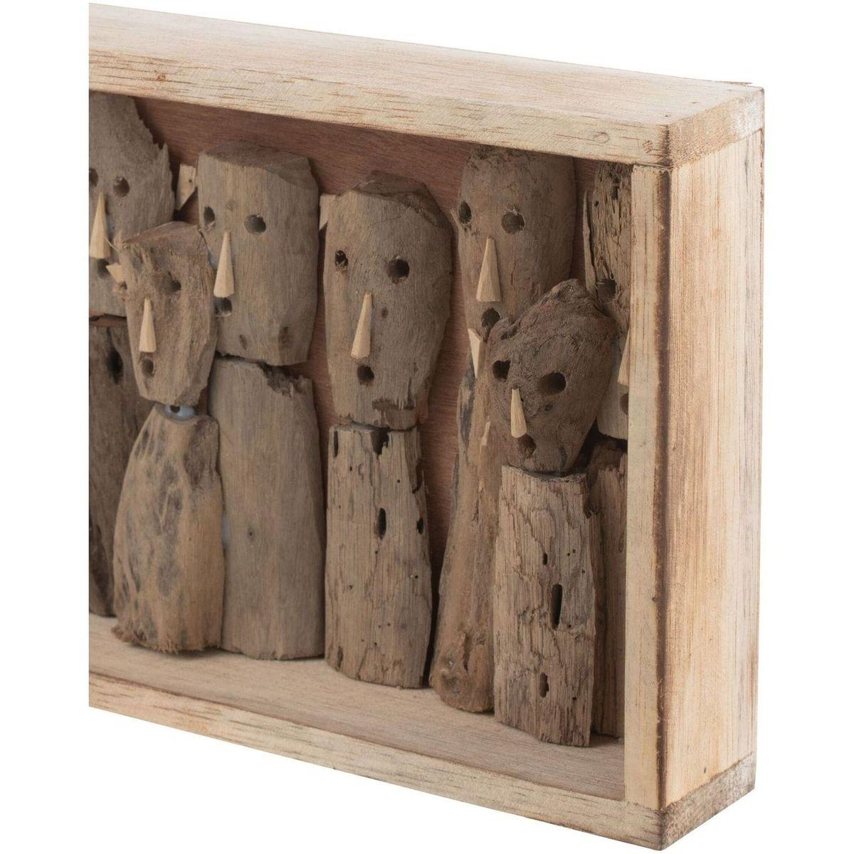Wanddekoration Familie Masken Fächer Recyceltes Holz natur 55x23