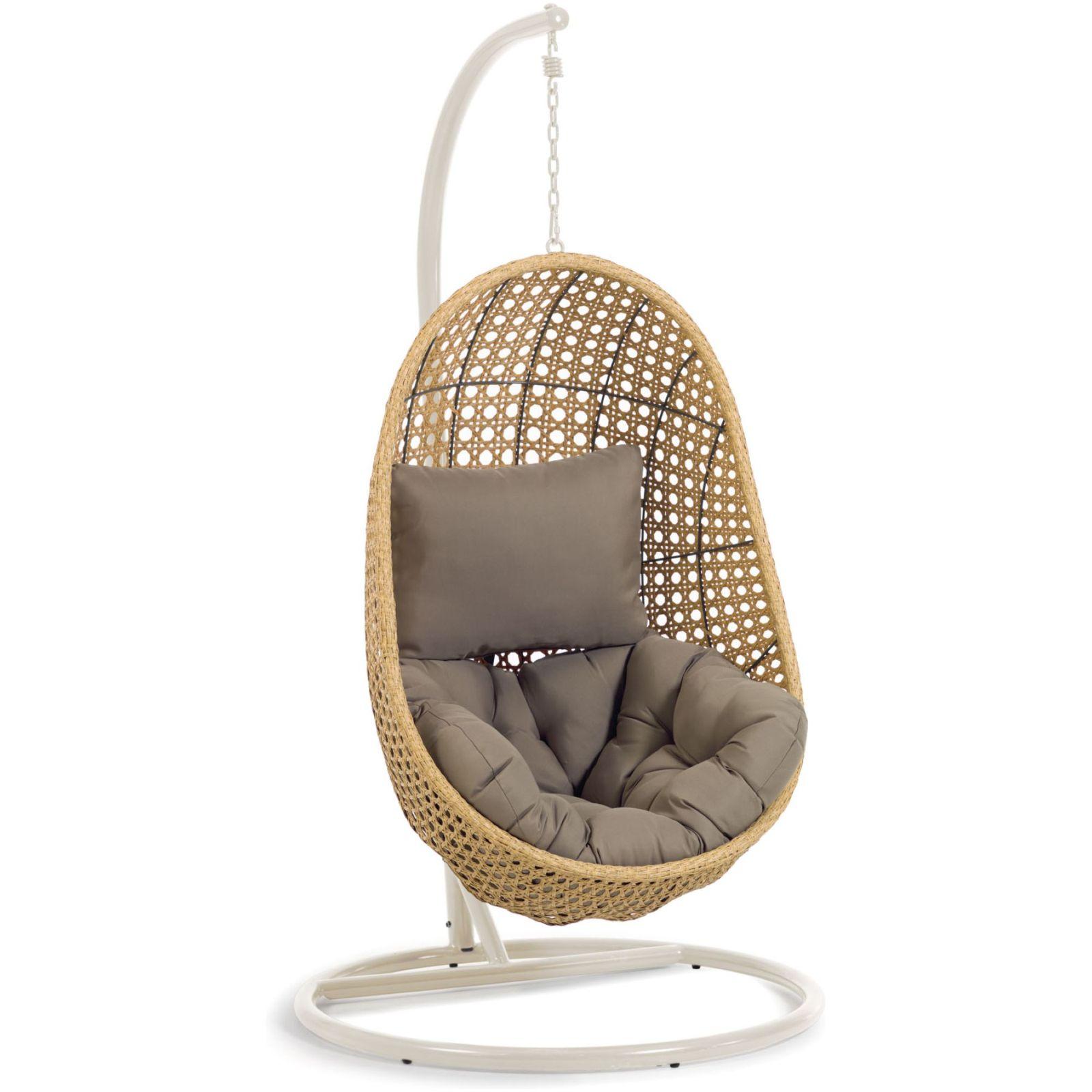 Garten Hängesessel Ciara Poly Rattan natur Fuss hellgrau