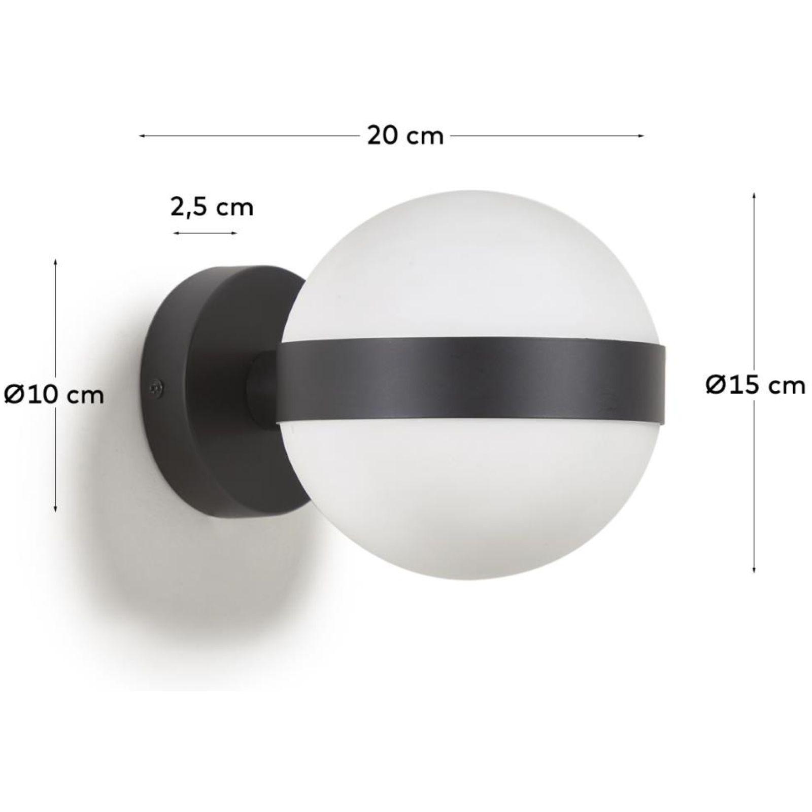 Wandleuchte Anasol Metall schwarz Glas weiss