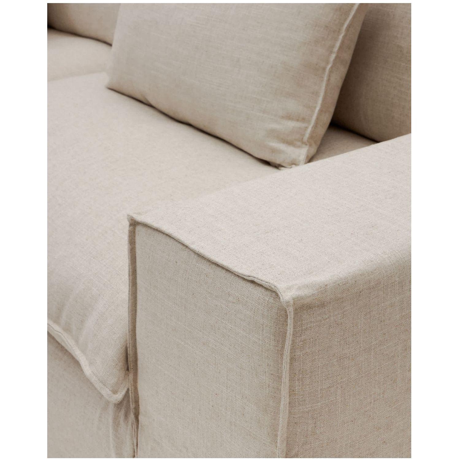 2-Sitzer-Sofa Anarela mit abnehmbarem Bezug aus Leinen und Viskose in Beige 220 cm FSC M