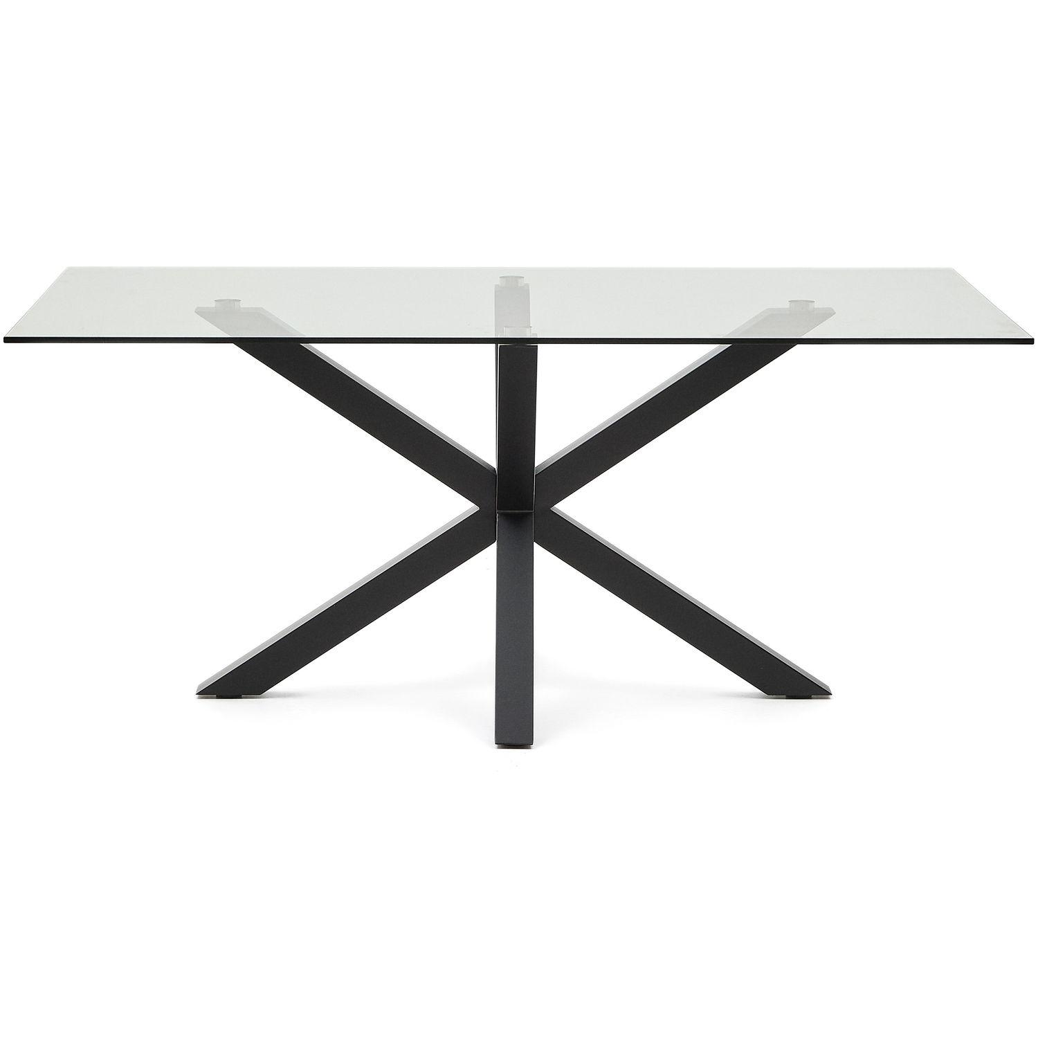 Argo Tisch aus Glas und Stahlbeine mit schwarzem Finish 180 x 100 cm