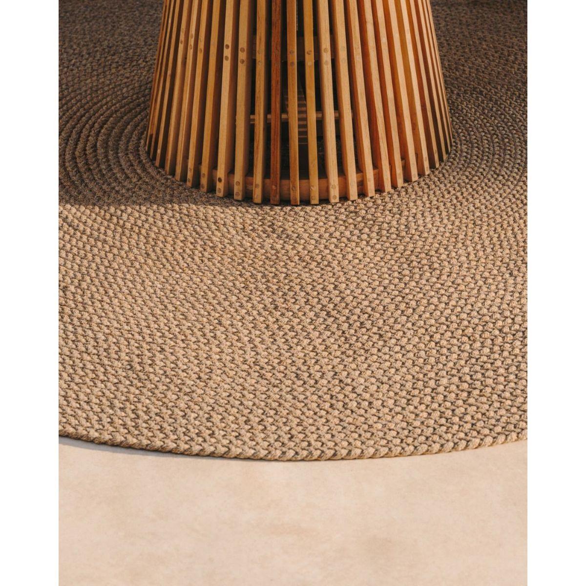 Gartenteppich rund Despas aus synthetischen Fasern beige 200x200