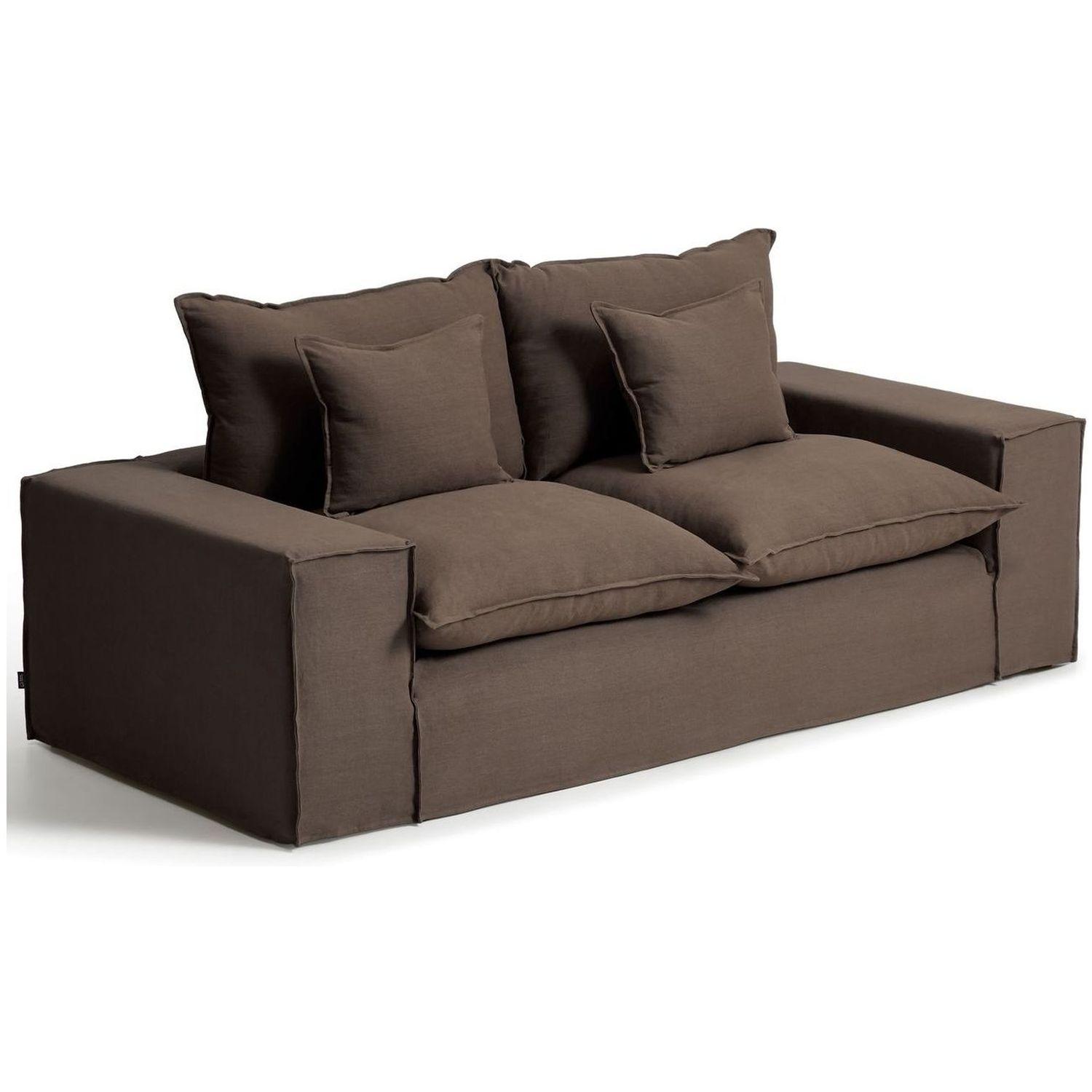 2-Sitzer-Sofa Anarela mit abnehmbarem Bezug aus Leinen in Taupe 240 cm FSC Mix Credit