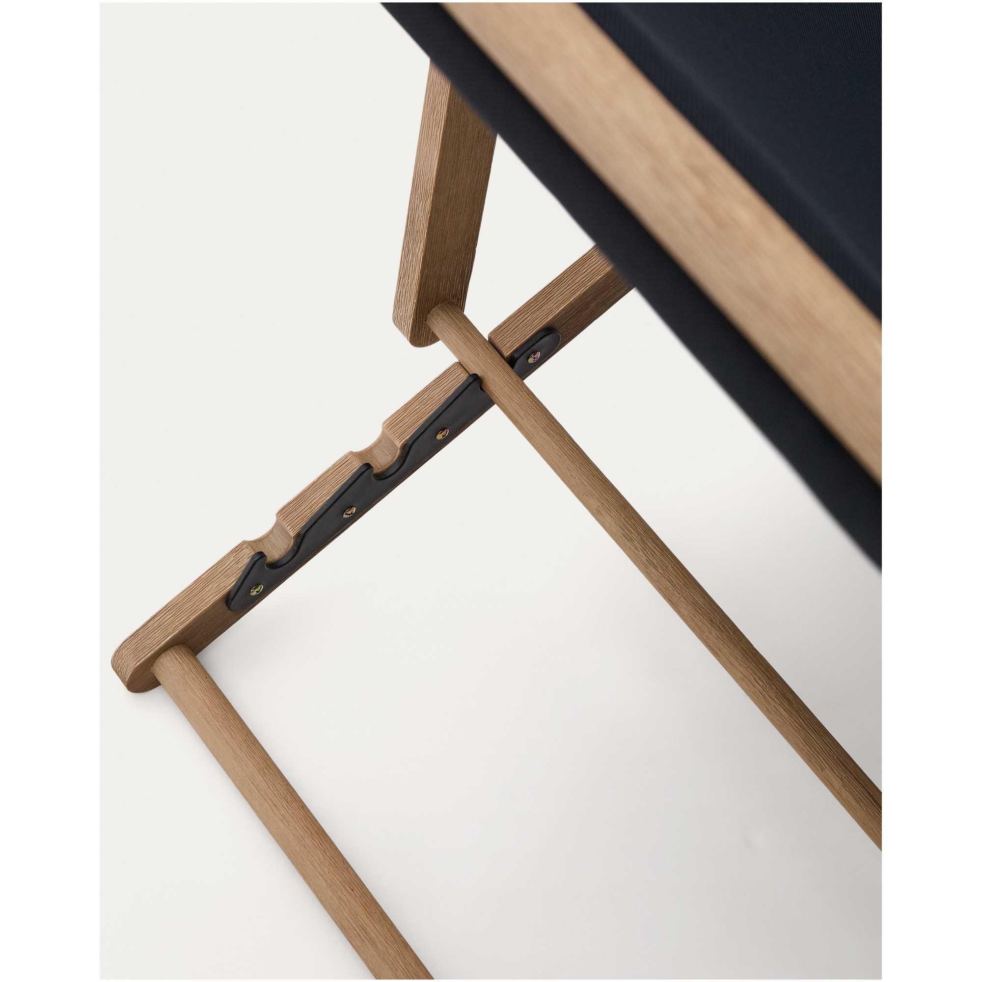 Klappbarer Outdoor-Liegestuhl Vilara in Schwarz aus massivem Akazienholz FSC 100%