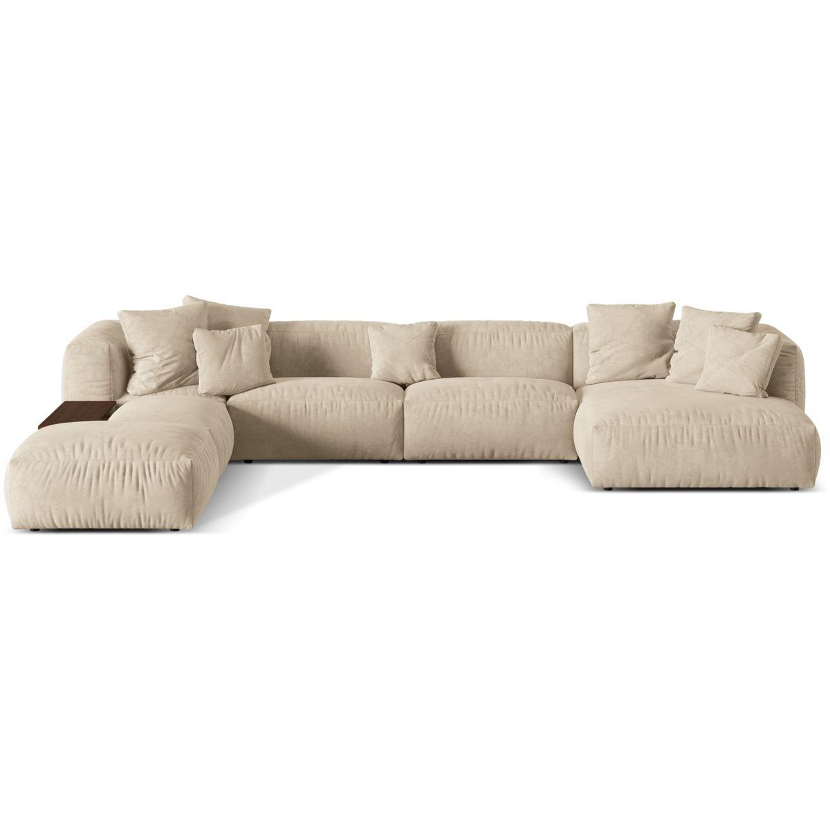 Wohnlandschaft U-Sofa Martina 406x280x75 - Ausrichtung: links - Bezug: Velvet (Vogue), Light Beige