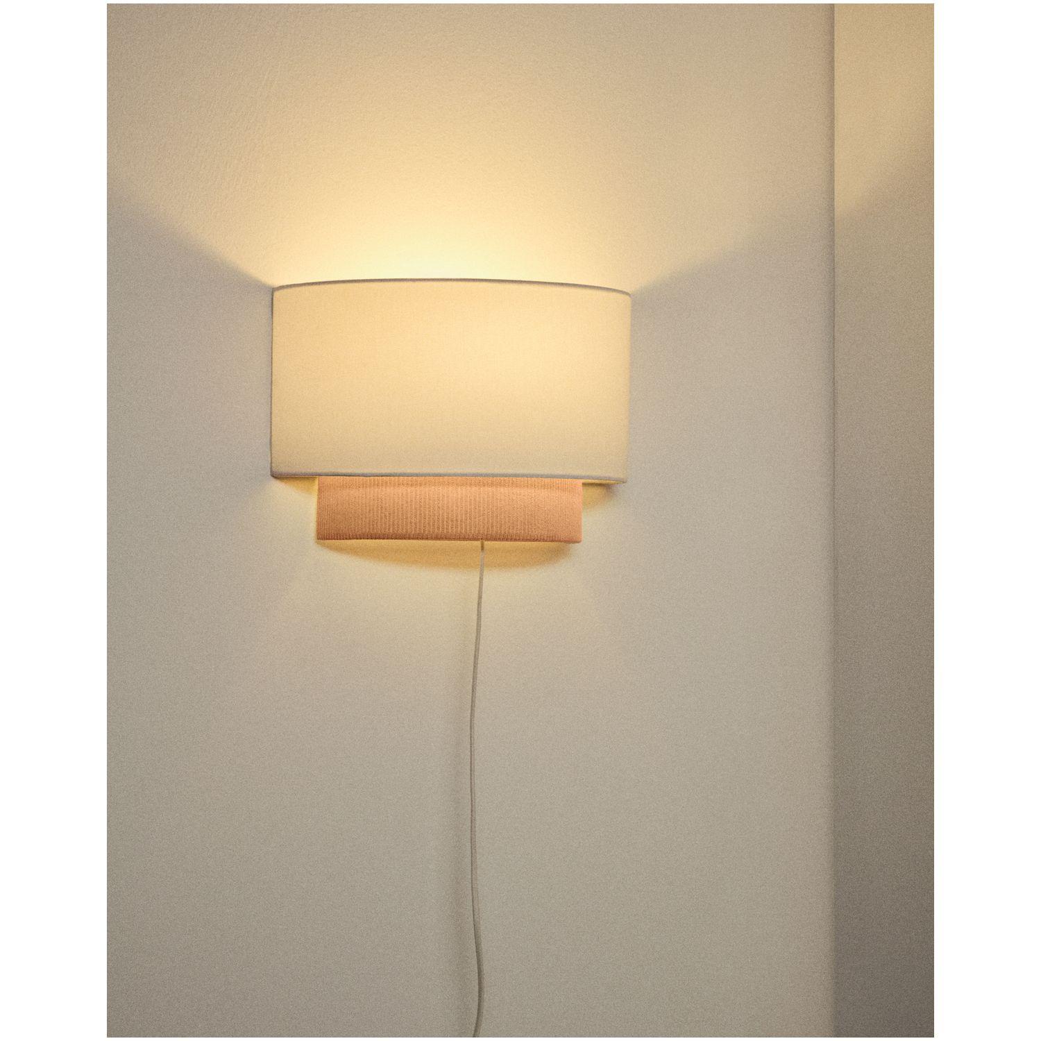 Wandleuchte Bianella aus Baumwolle und beigem Cord 40x40