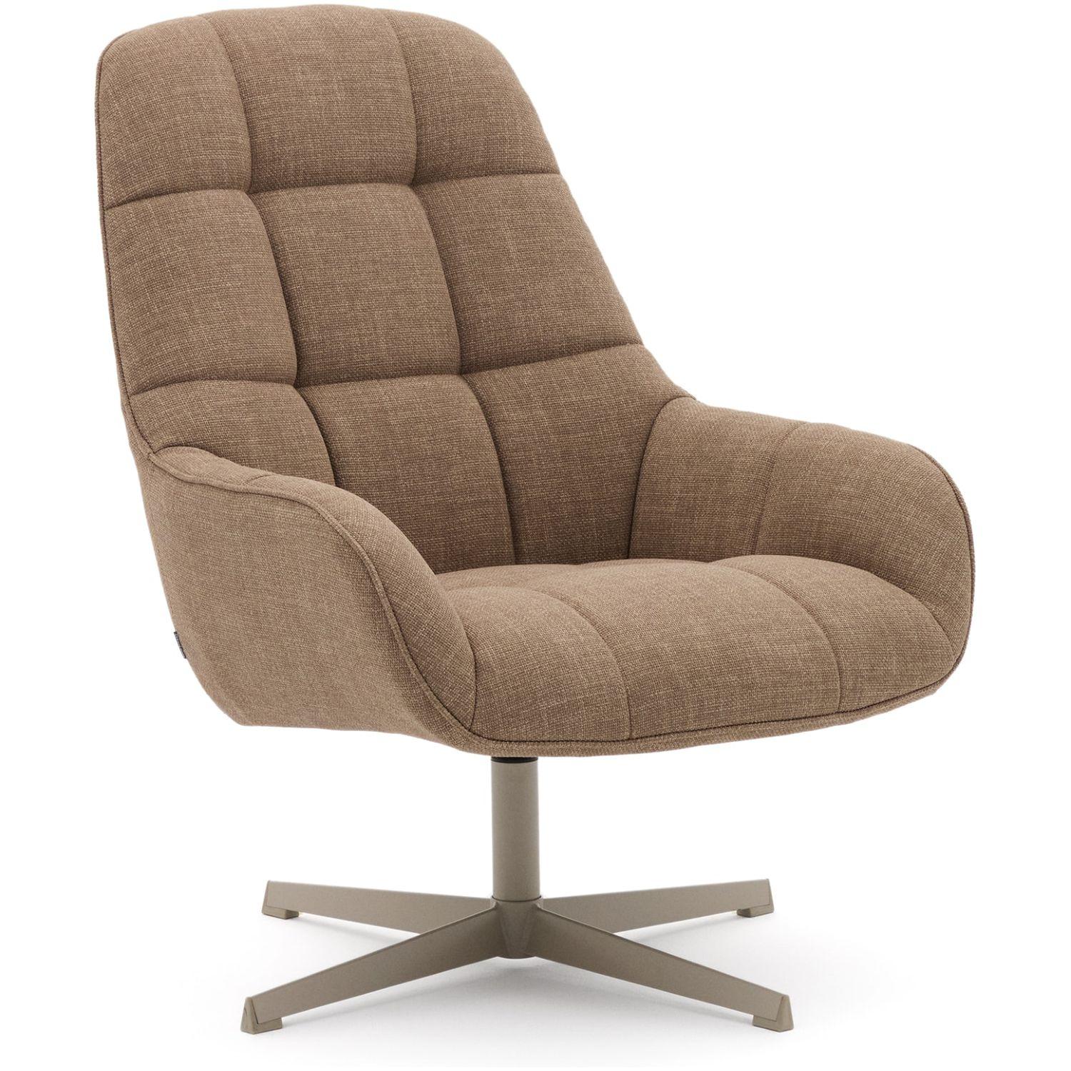 Drehsessel Jaspe hellbraun und Metall mit grauer Oberfläche FSC 100% (drehbar)