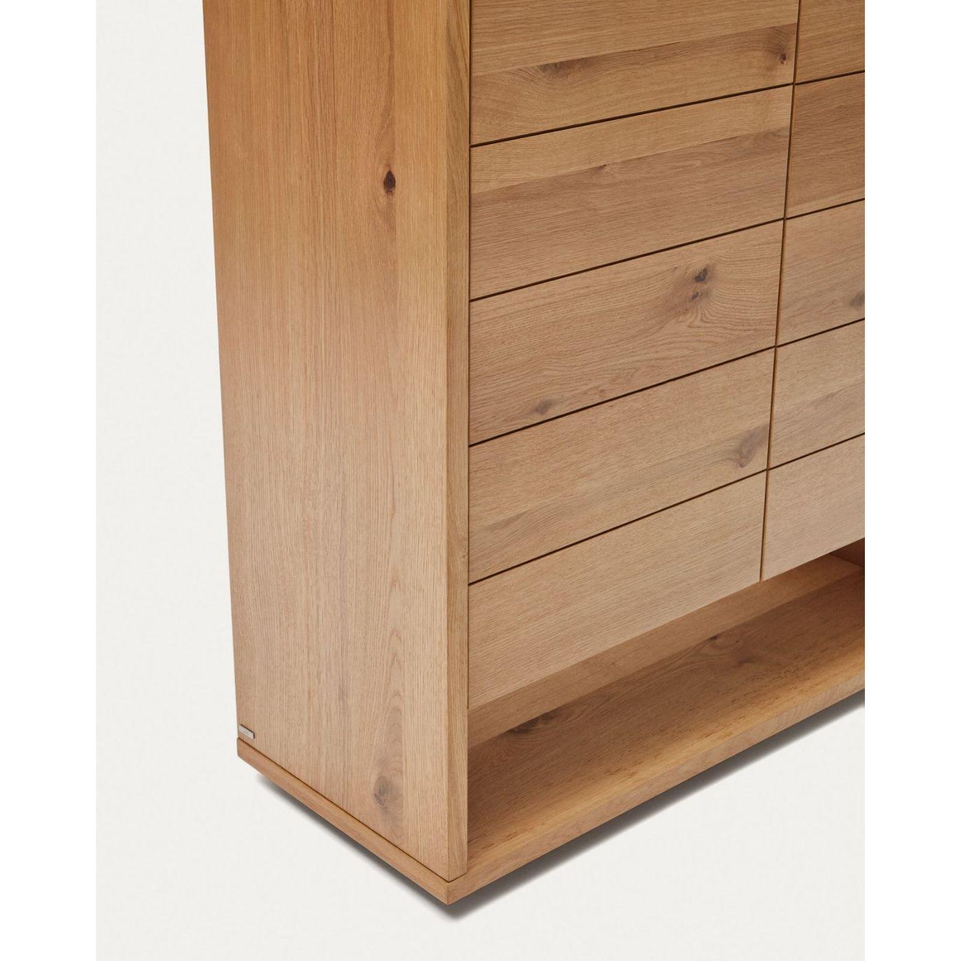 Highboard Alguema 2 Türen aus Eichenfurnier mit natürlichem Finish 100x163.5