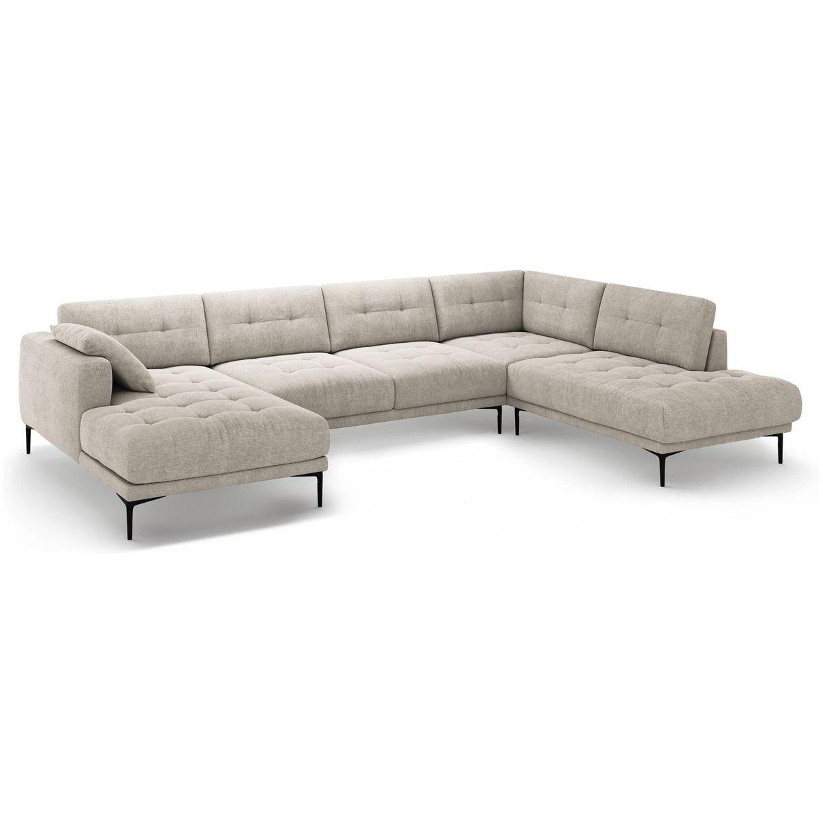 Wohnlandschaft U-Sofa Bemy - Ausrichtung: rechts - Bezug: Structured Fabric (Sorella), Beige