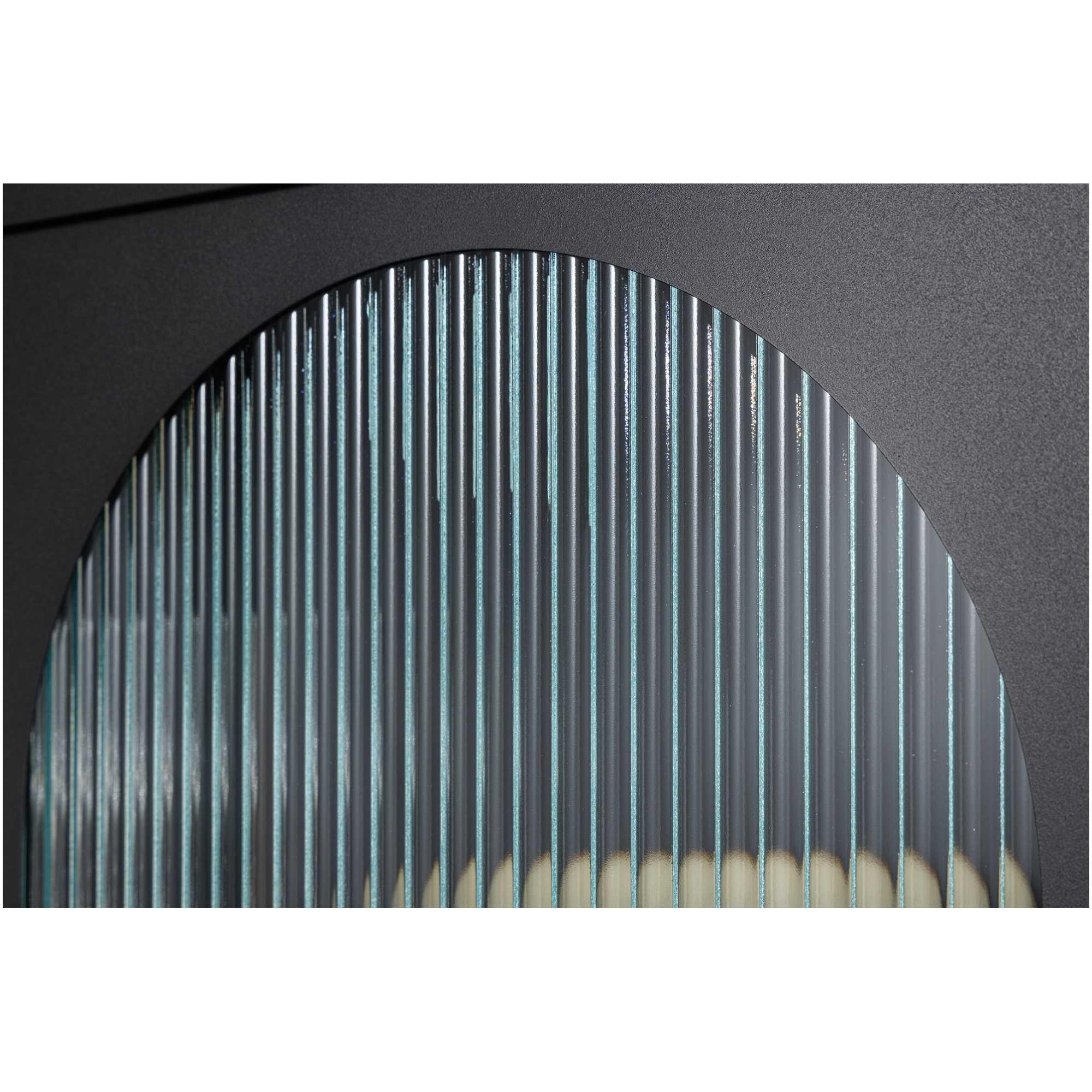 Standvitrine Cologne Metall schwarz geriffeltes Glas 80x180