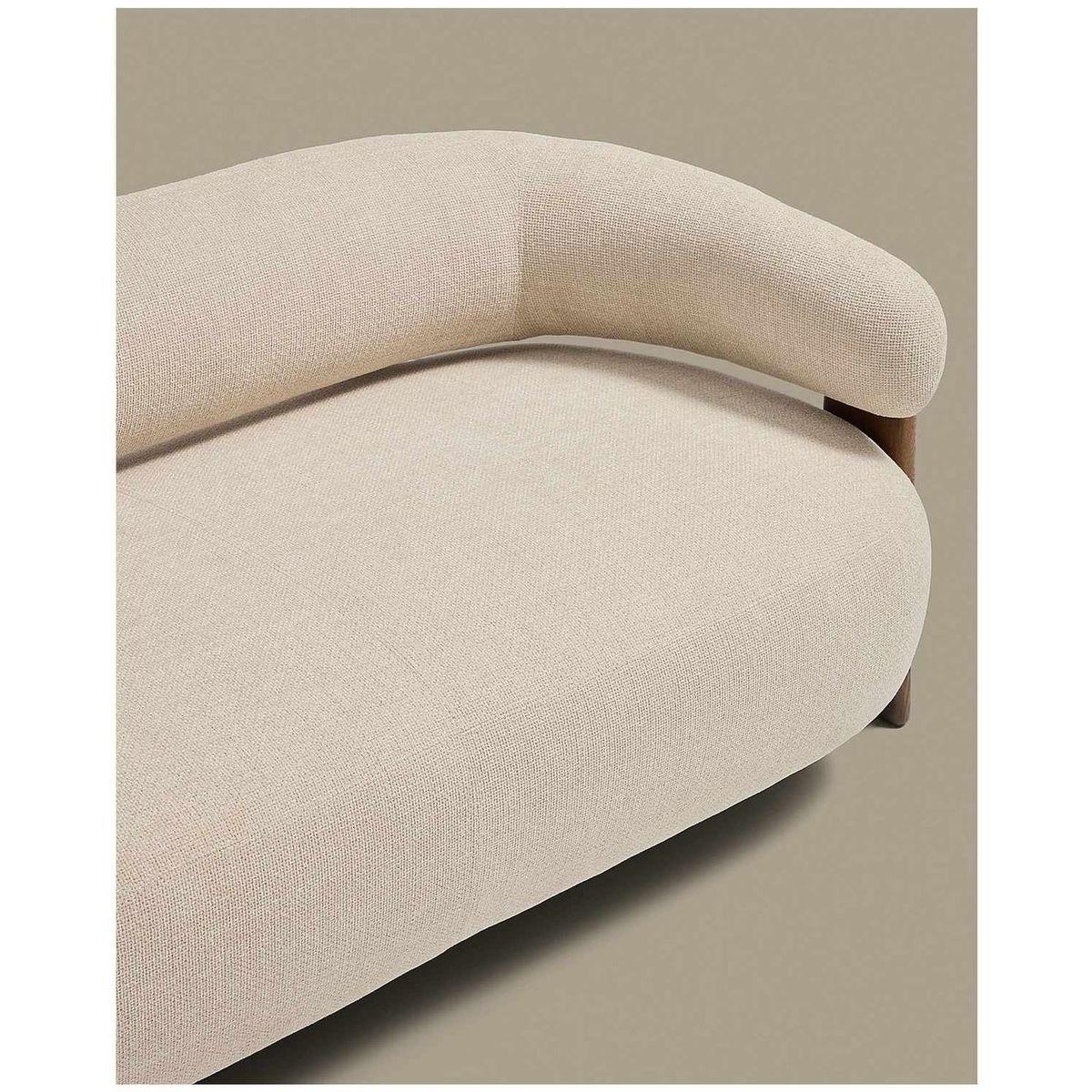 2-Sitzer Sofa Granite mit beiger Chenille und Beinen aus massivem Eschenholz mit Nussbaumfinish 155 FSC 100 %