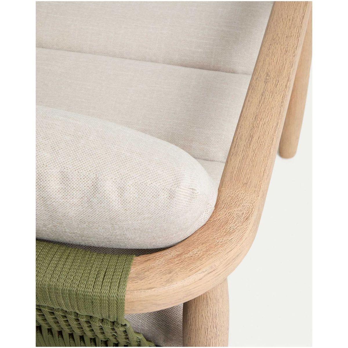 Gartensofa 3-Sitzer Menfi aus massivem Akazienholz und grünem Seil 136