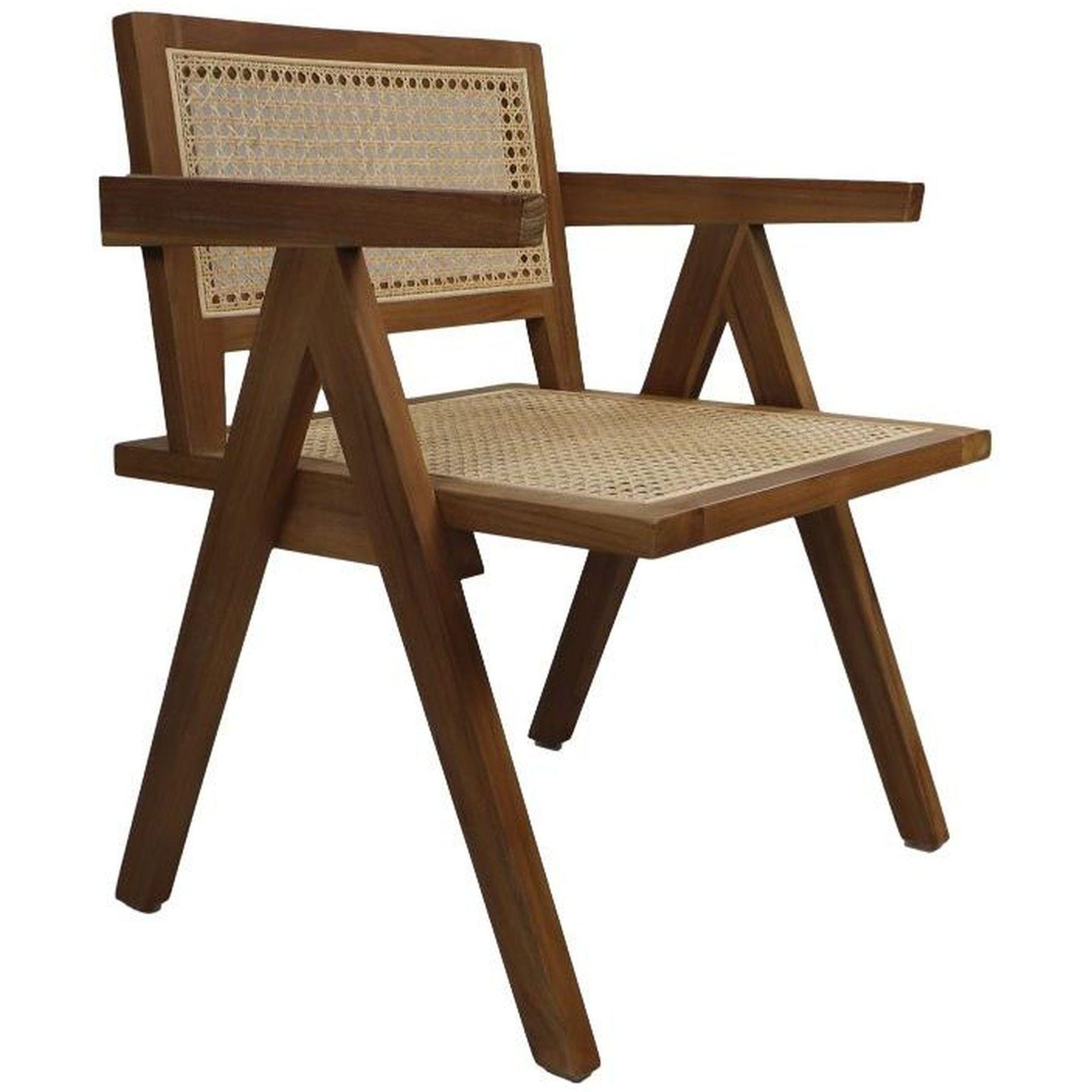 Holzsessel mit Armlehne Ubud Teakholz Wiener Geflecht natur