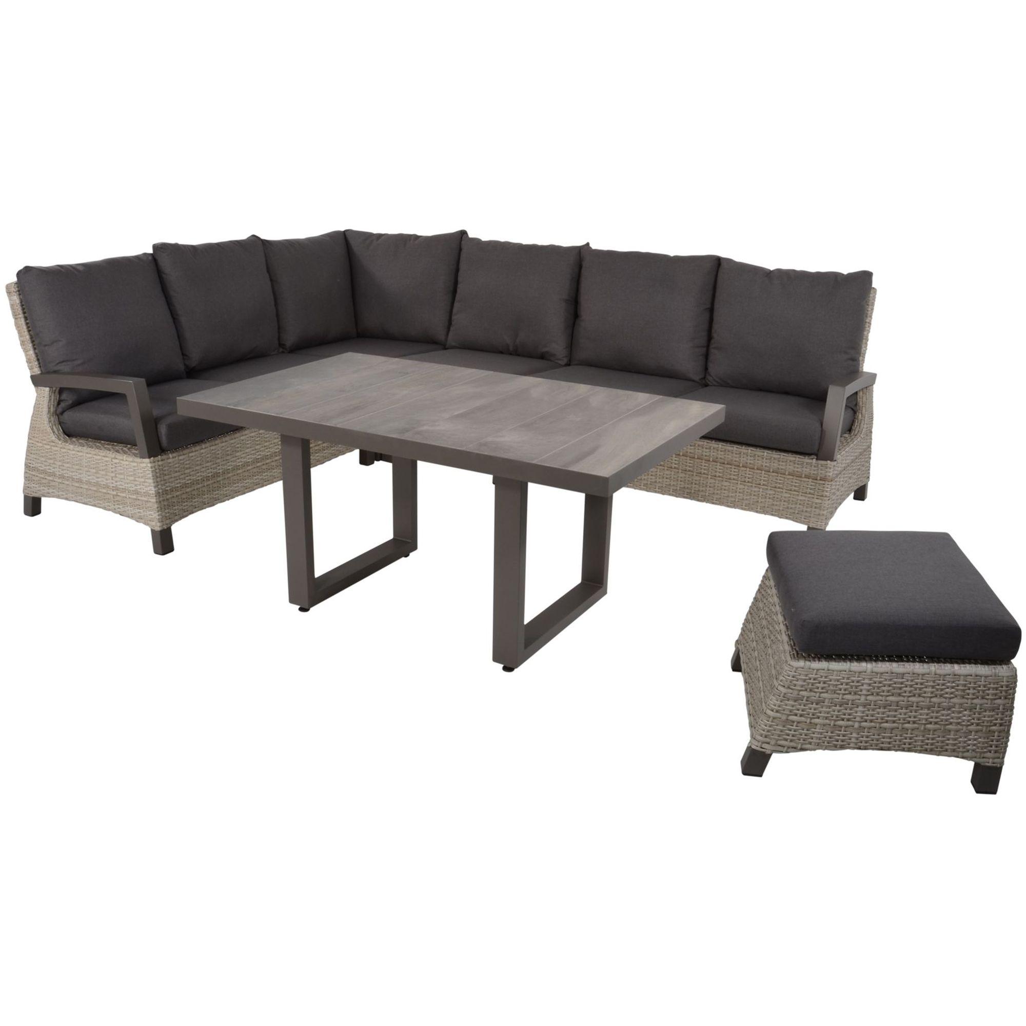 Poly Rattan Gartenlounge Hocker Parma taupe