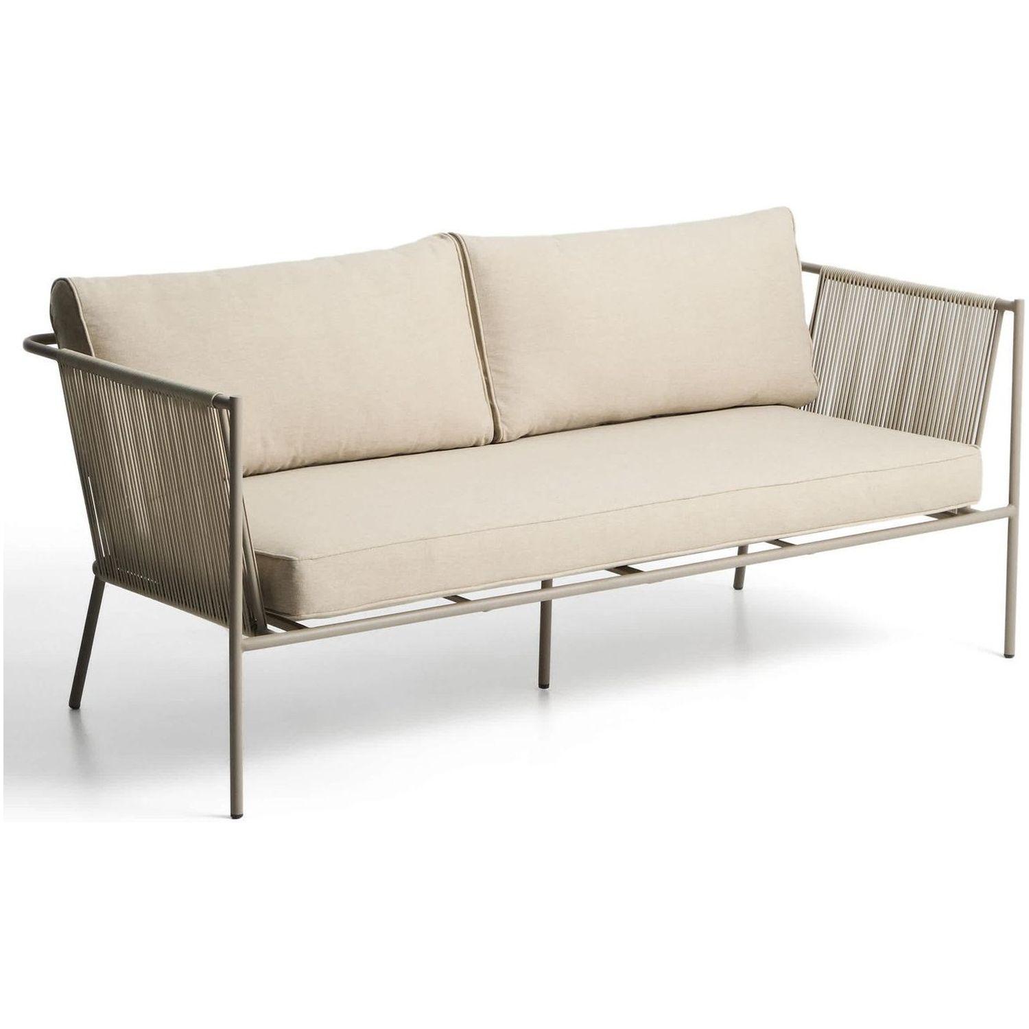 Gartensofa 2-Sitzer-Outdoor Zivia Seil ecru verzinkter Stahl taupe 178