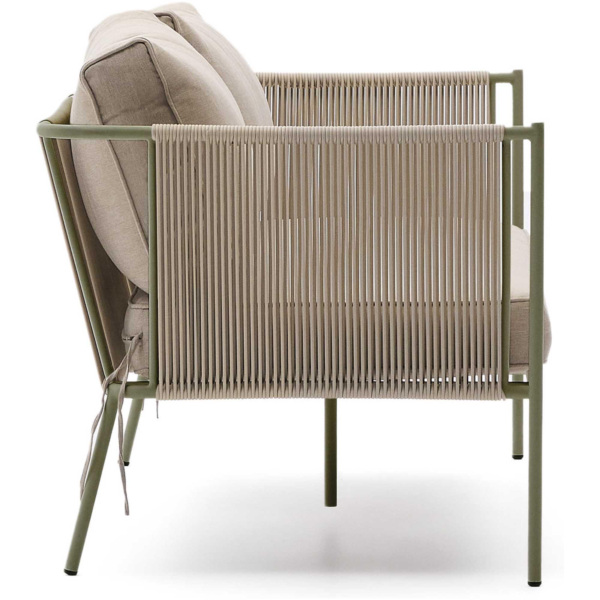 Gartensofa 2-Sitzer-Outdoor Zivia Seil ecru verzinkter Stahl grün 177.5
