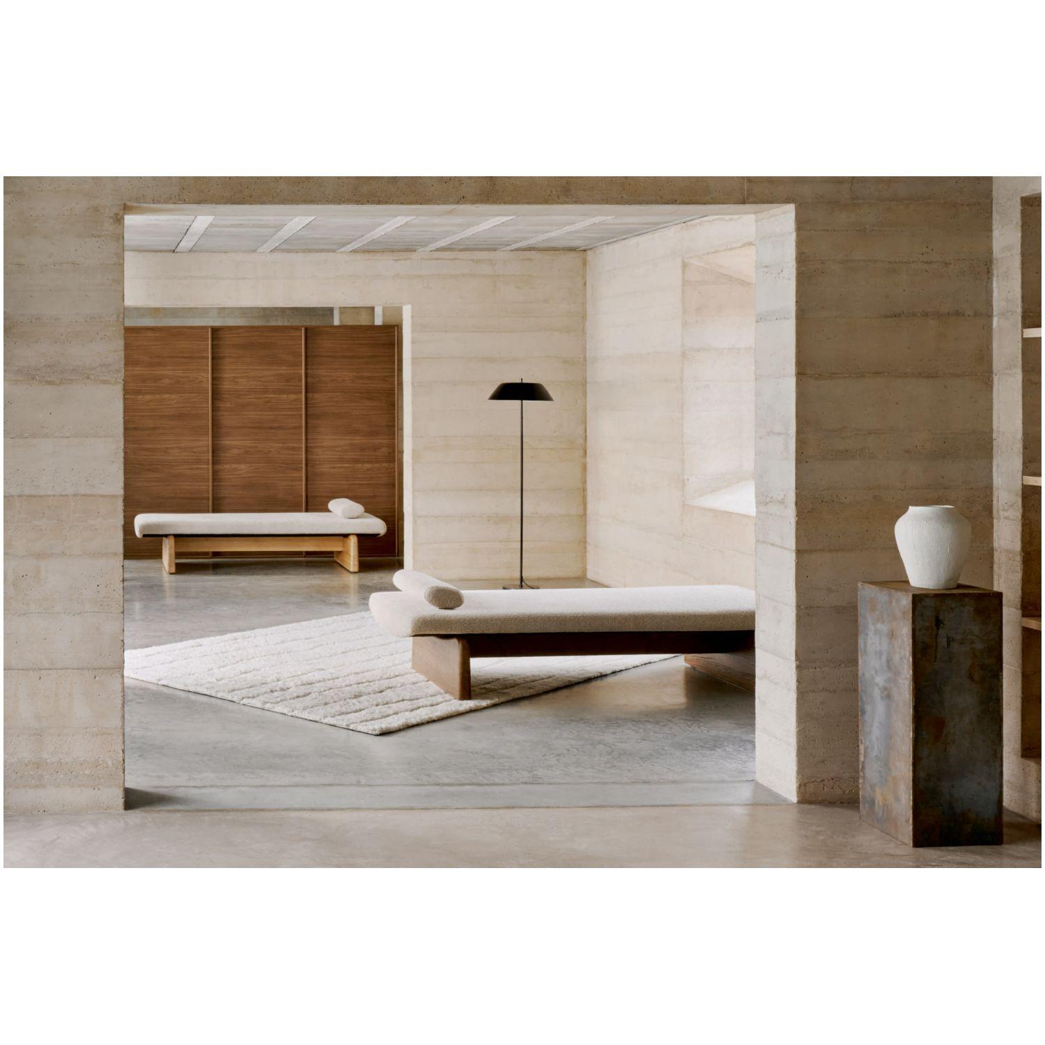 Polsterbank Topaz beige Chenille und massives Eschenholz mit natürlichem Finish 150cm FSC