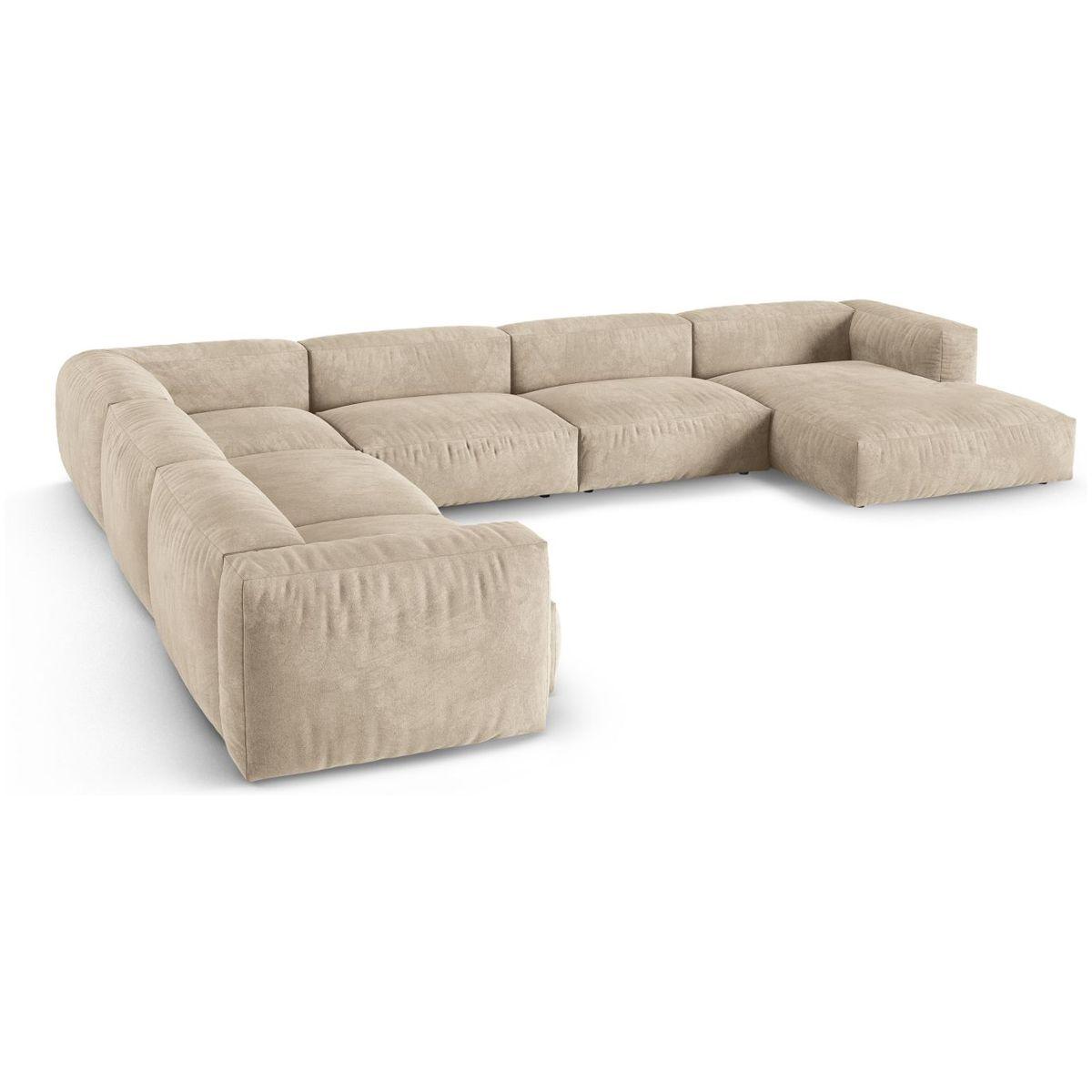 Wohnlandschaft U Sofa Ecksofa Martina 420x330x75 Sitztiefe 90cm - Ausrichtung: links - Bezug: Velvet (Vogue), Light Beige