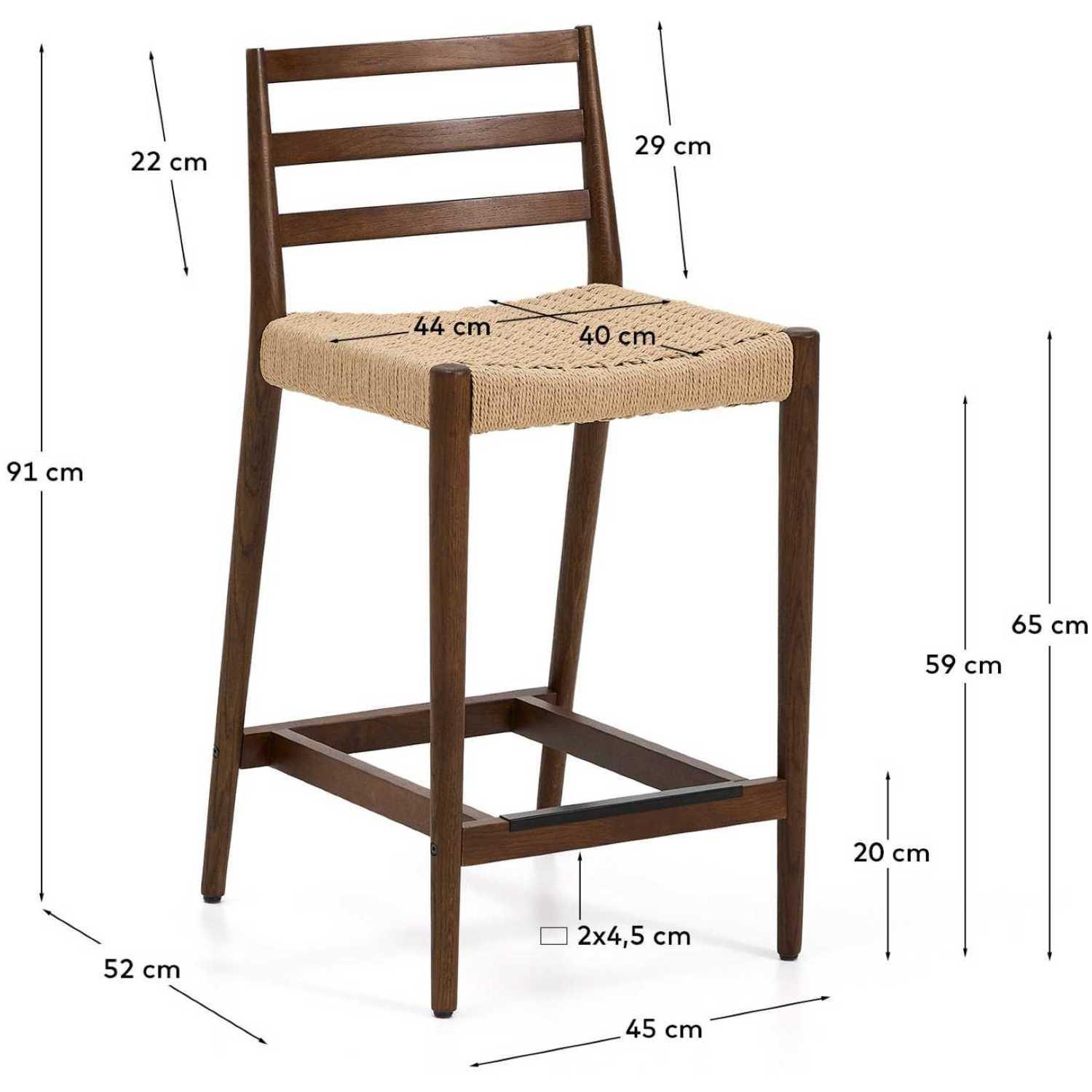 Barhocker Analy Eichenholz massiv Nussbaum-Finish Sitzhöhe 65 100% FSC