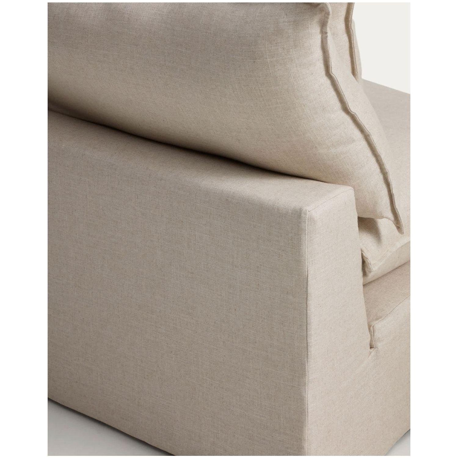2-Sitzer-Modularsofa Anarela mit abnehmbarem Bezug aus Leinen und Viskose in Beige 180 cm