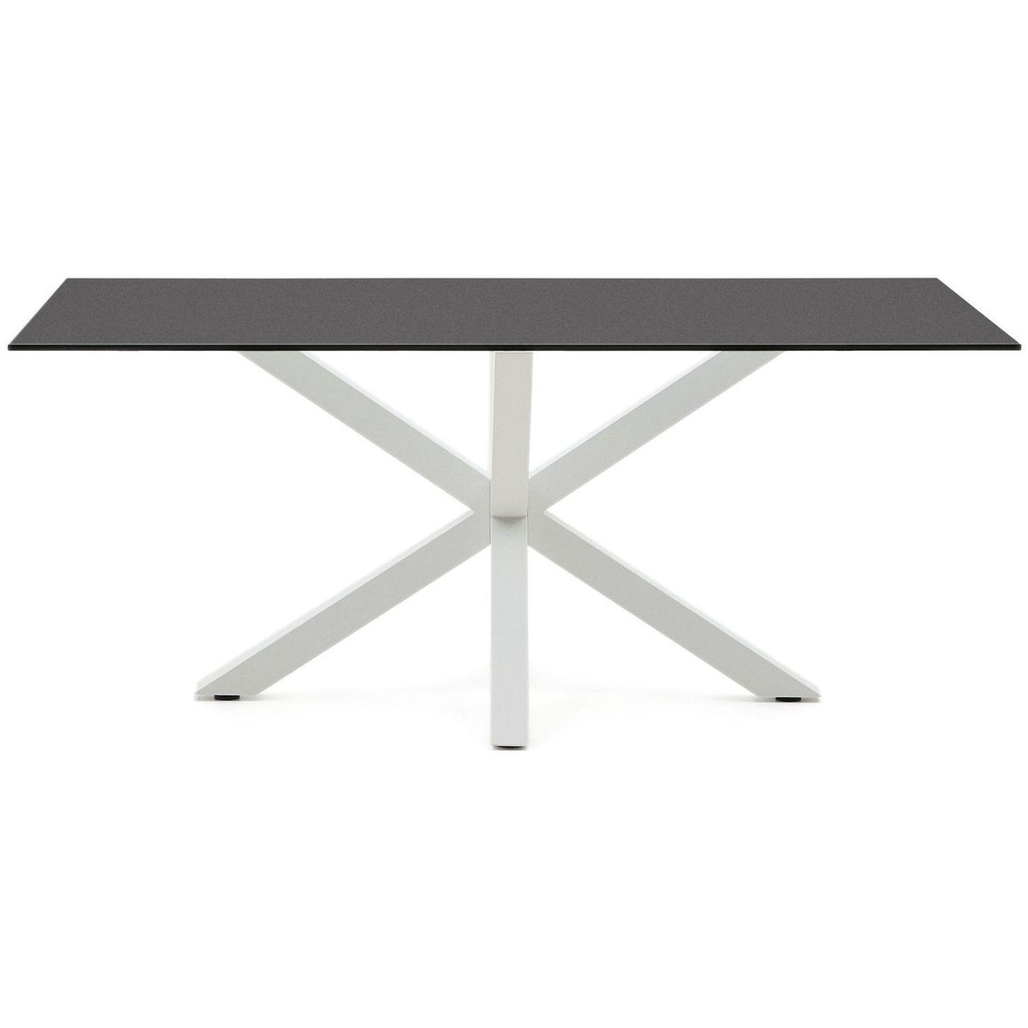 Argo table 180x100 cm, epoxy white and black glass