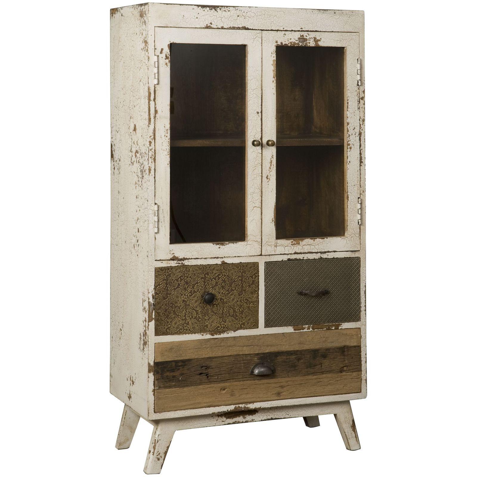 Vitrinenschrank Country Bright 65x128 Massivholz