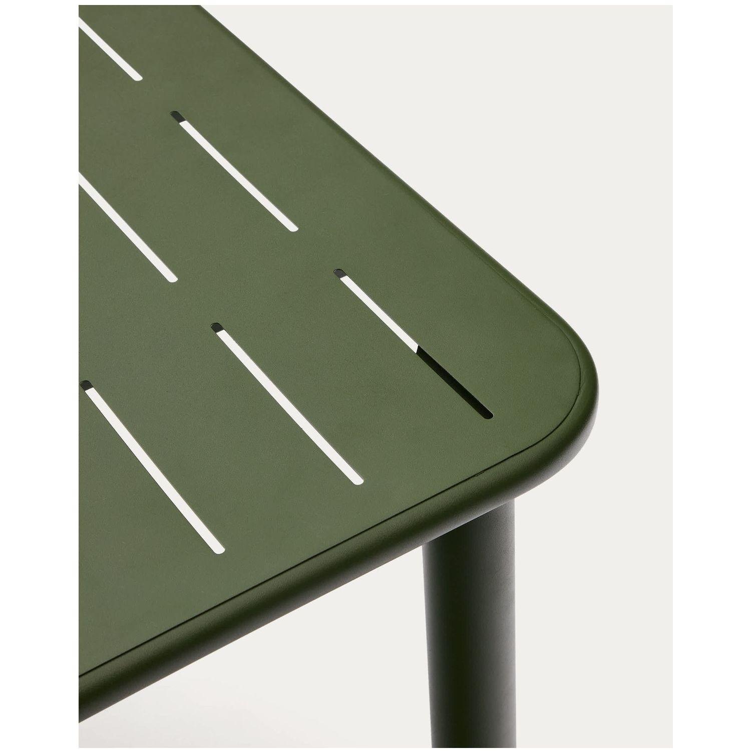 Set Brai mit Tisch und 4 Stapelstühlen aus verzinktem grünem Stahl 180 x 90 cm