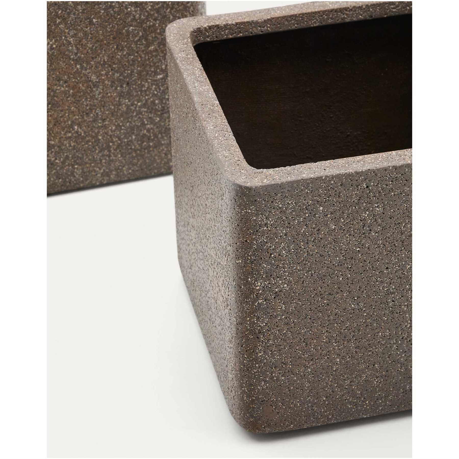 Blumentopf quadratisch Minoa Steinoptik braun (2er-Set)