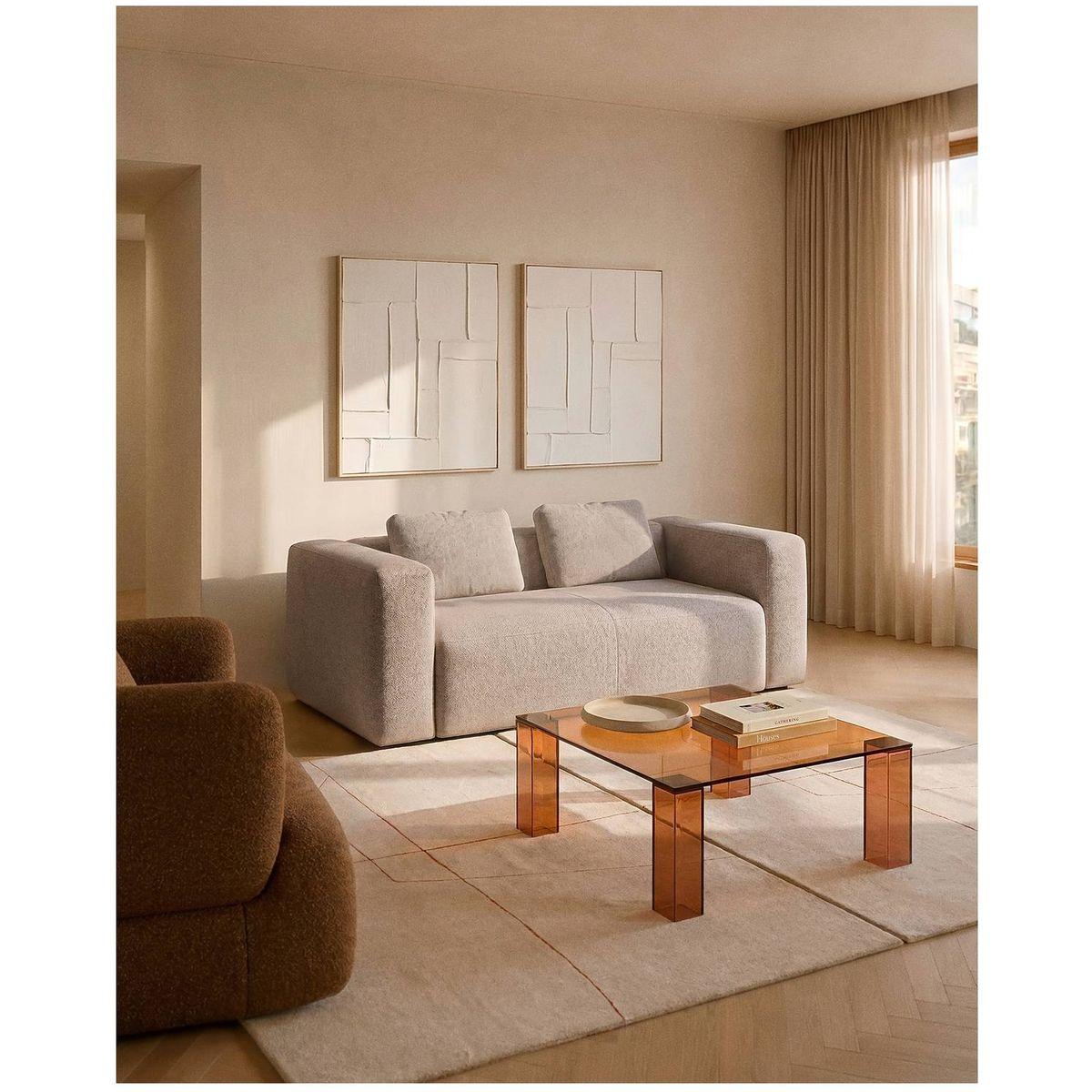 2-Sitzer-Sofa Blok in beiger Chenille 210 cm FSC Mix Credit