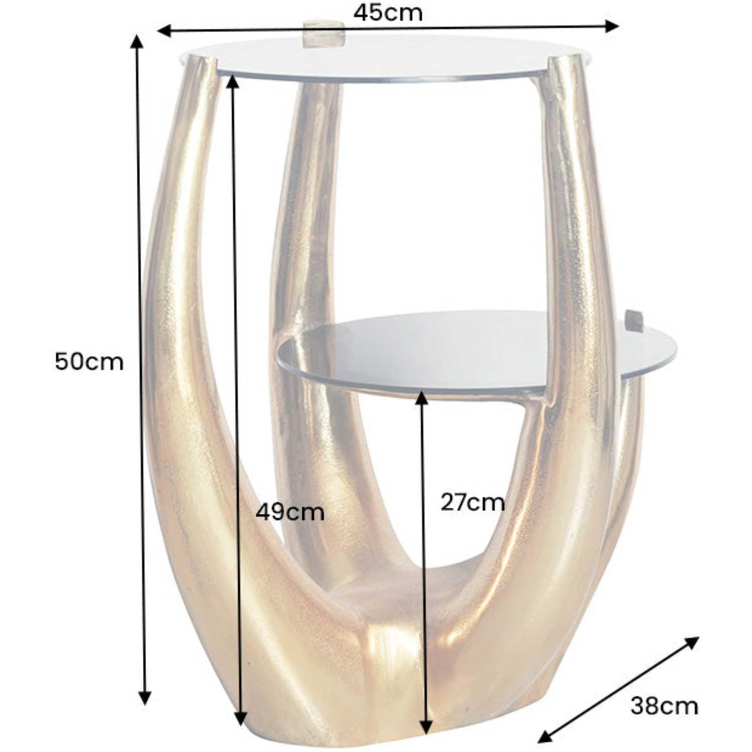 Beistelltisch Arms Metall gold Glas schwarz