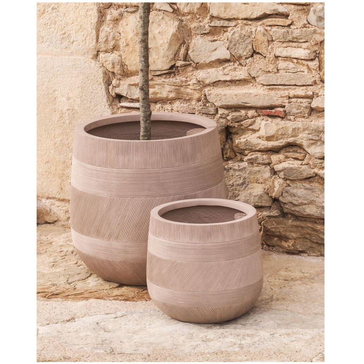 Blumentopf rund Tival II Zementoptik beige (2er-Set)