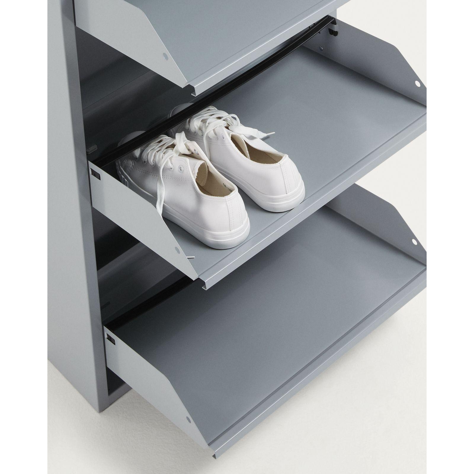 Schuhschrank mit 3 Klappen Metall grau 50x103