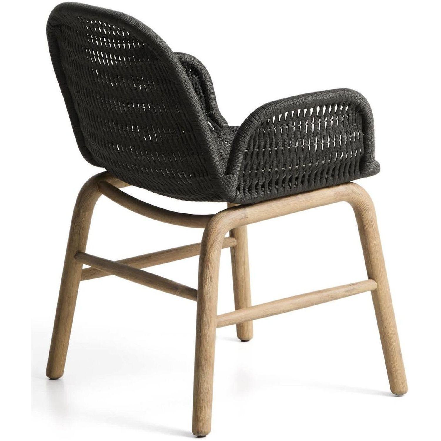 Garten Armlehnstuhl Alipa Akazienholz massiv Seil dunkelgrau FSC 100%