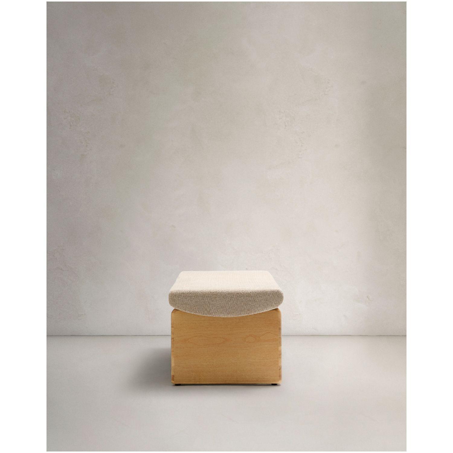 Polsterbank Topaz beige Chenille und massives Eschenholz mit natürlichem Finish 150cm FSC
