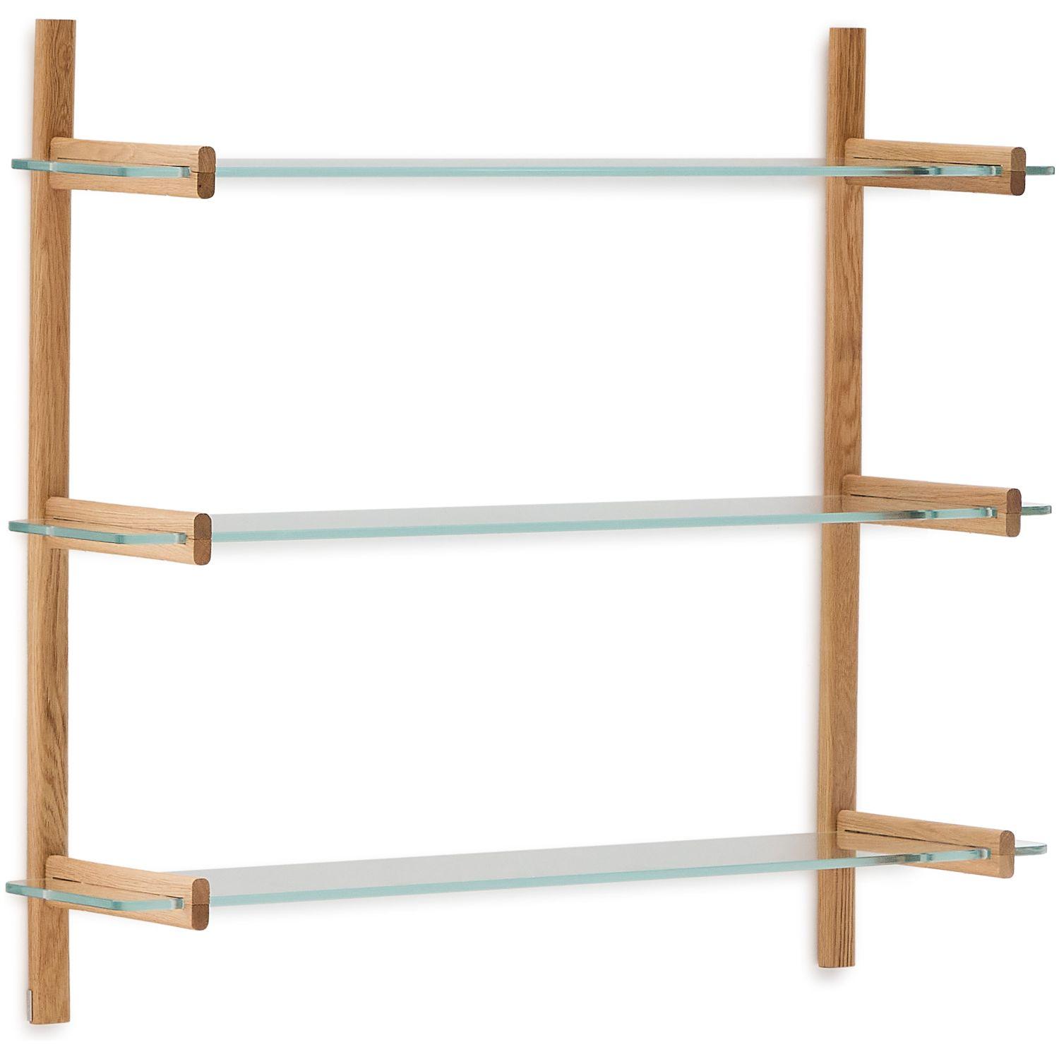 Wandregal 110 Modular Sitra Eichenholz massiv natur Glas 3er