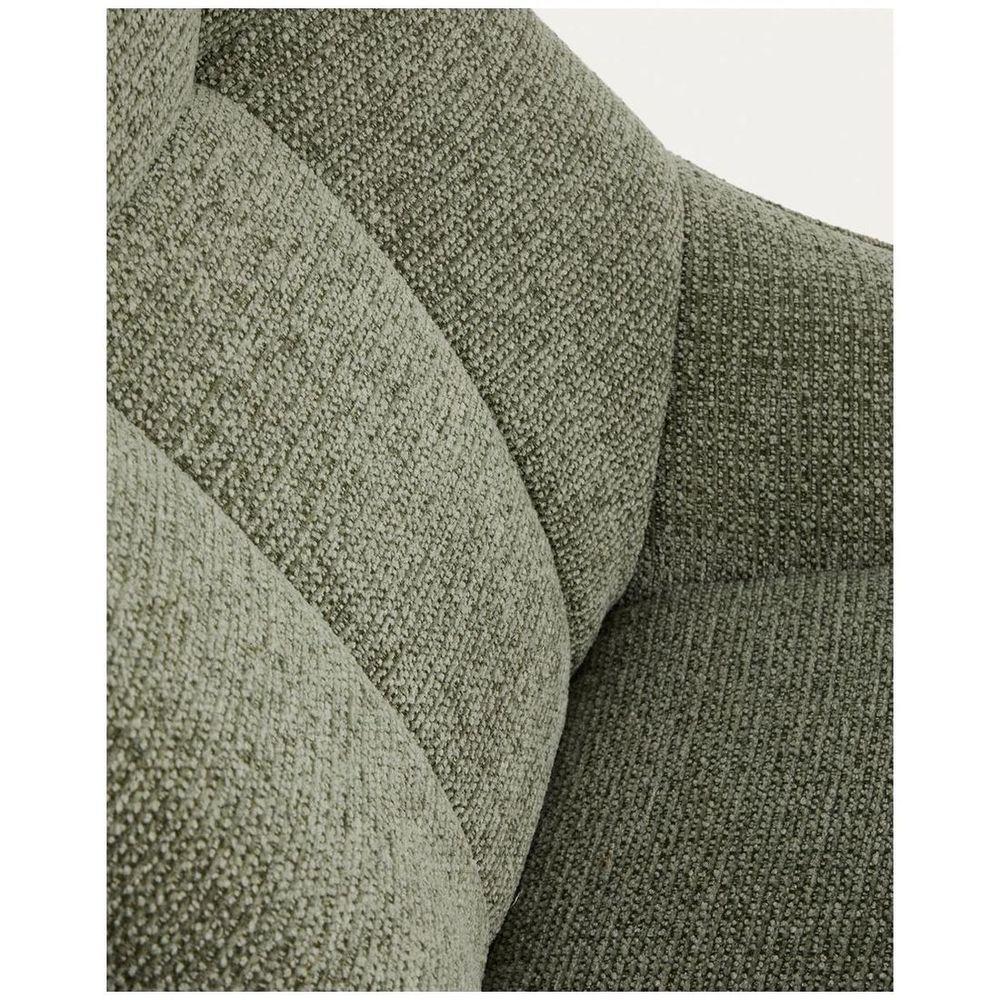 Drehsessel Dirala mit grüner Chenille und schwarz lackiertem Stahl FSC 100 %