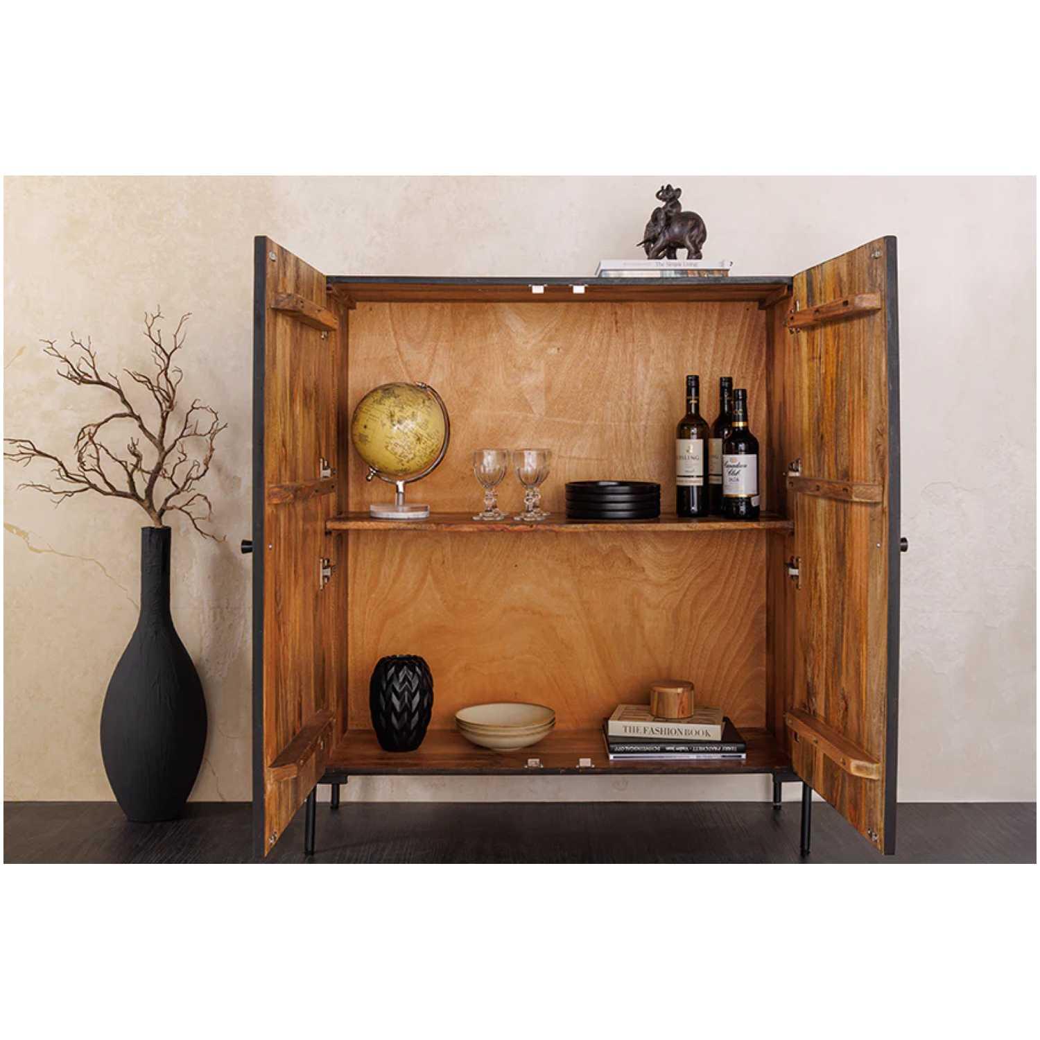 Hochkommode Vintage Ornament Mangoholz braun 100x120