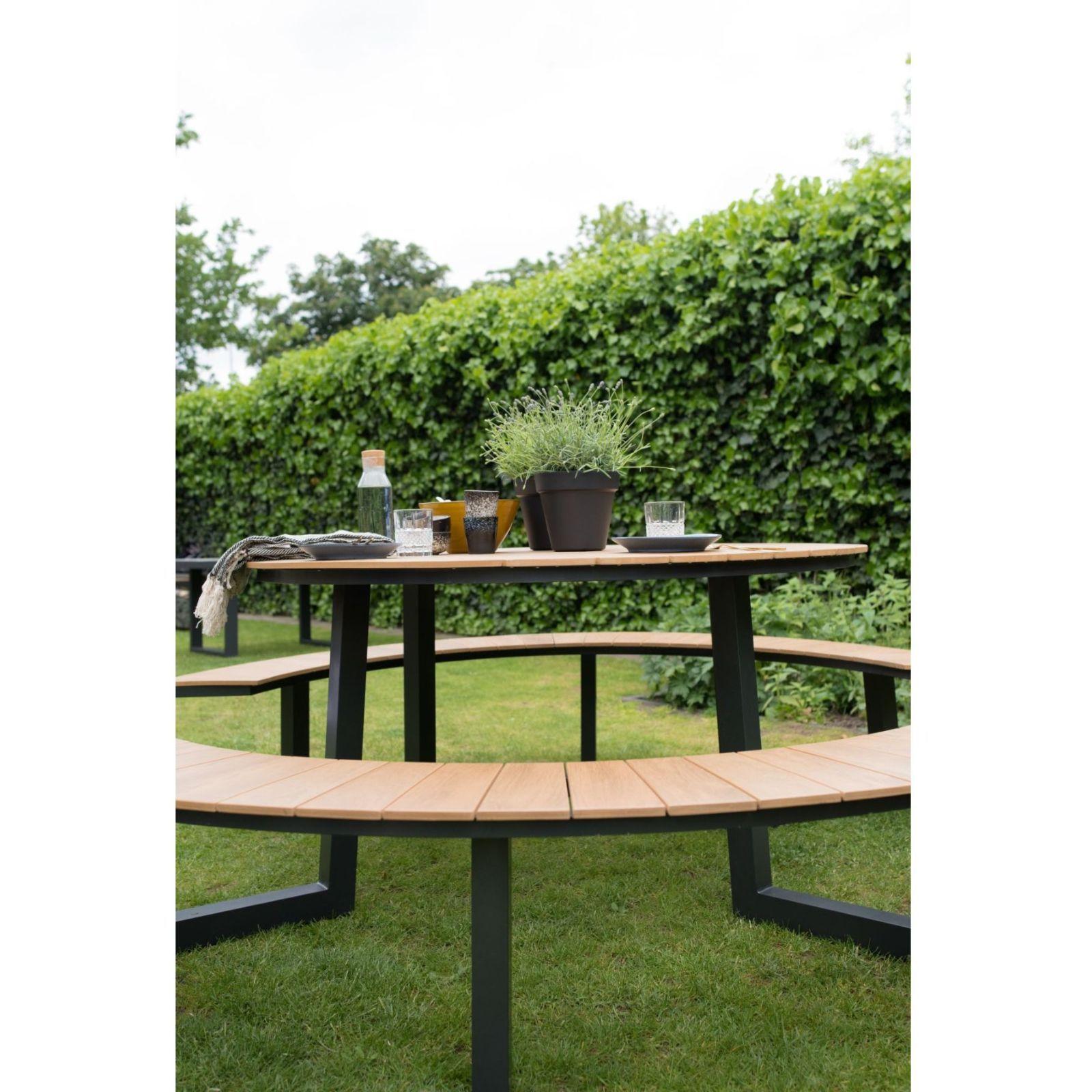 Garten Picknick Tischset rund Aluminium Poly-Holz Piazza