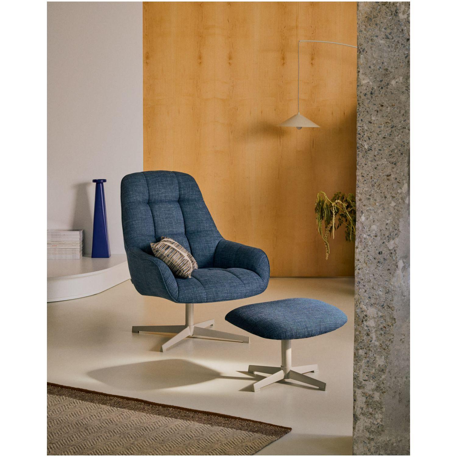 Drehsessel Jaspe blau und Metall mit grauer Oberfläche FSC 100% (drehbar)