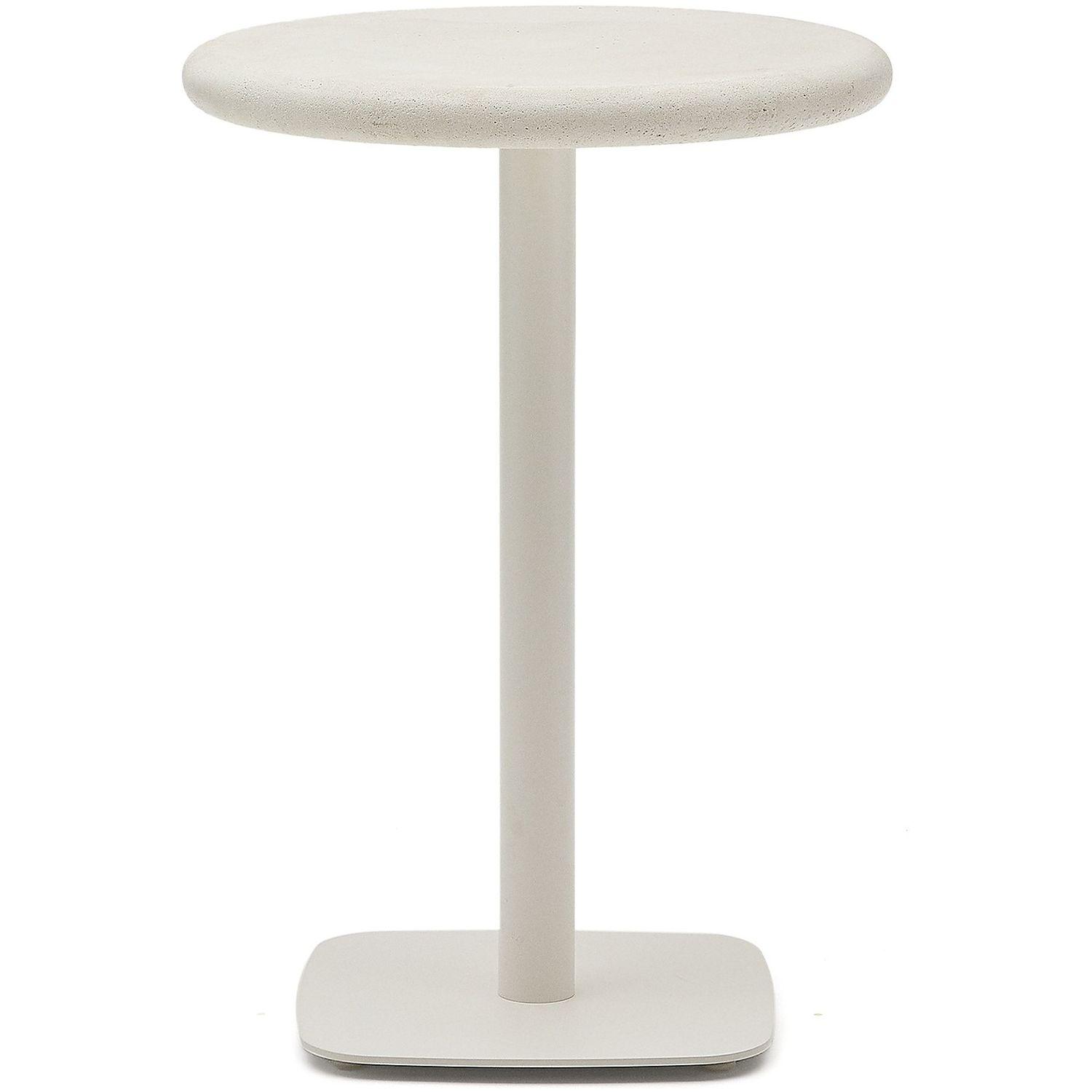 Bartisch Outdoor-Tisch Dina Zementplatte weiss 70x70 und weissem Stahlfuss 48 x 48 x 96 cm