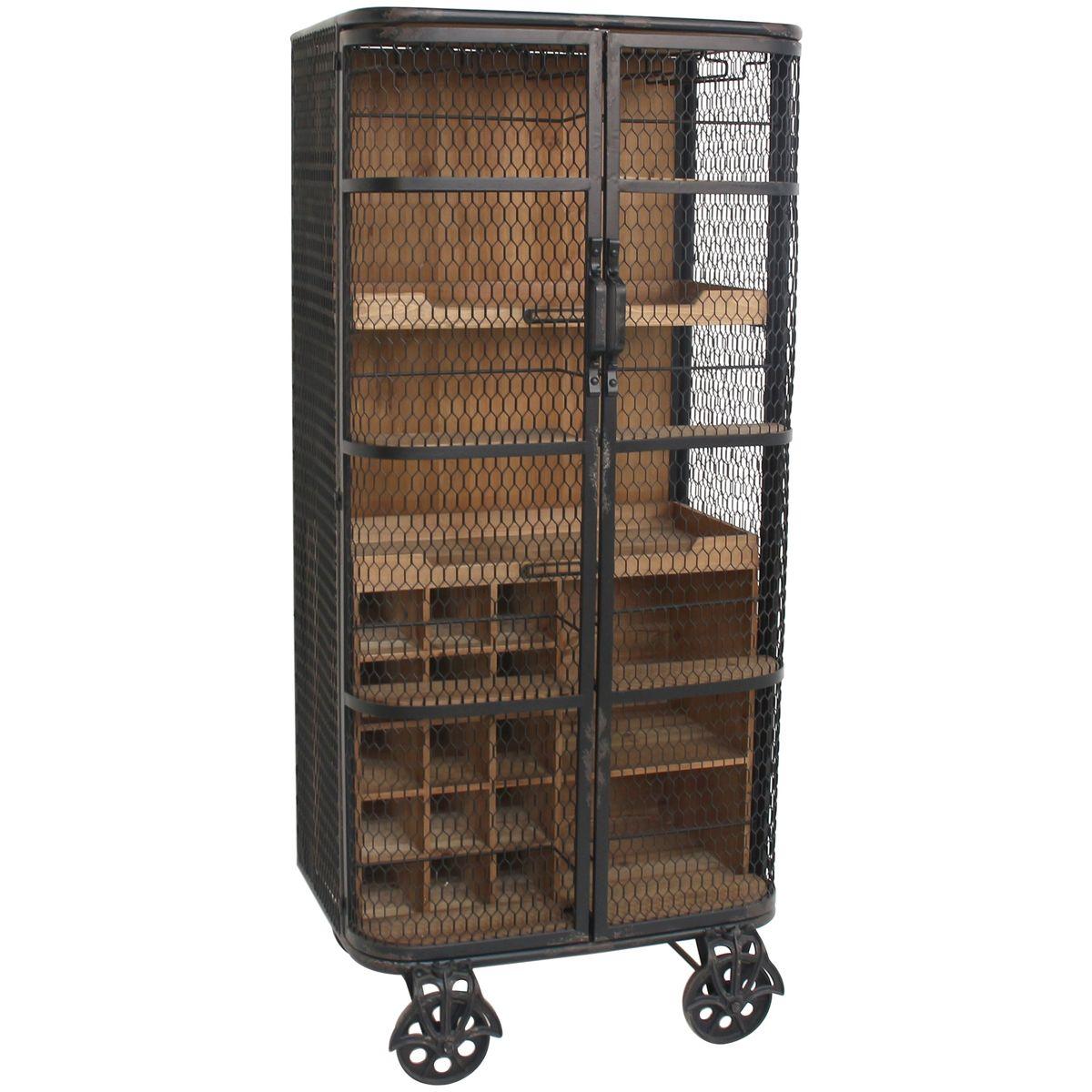 Barschrank Industrial Loft Pinienholz Metall 66x148
