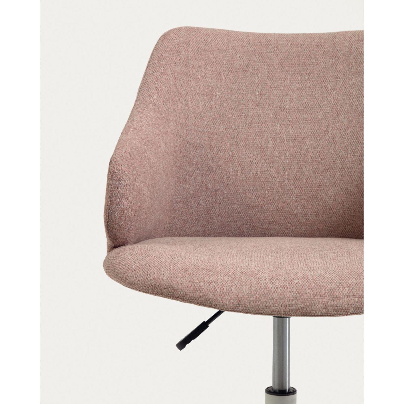 Bürodrehstuhl Einara Chenille Stoff rosa