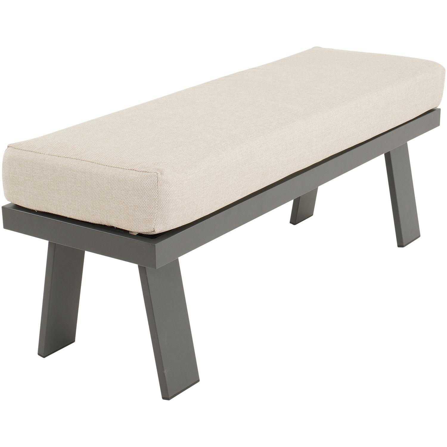 Gartenbank Esther Aluminium anthrazit Stoff beige 120