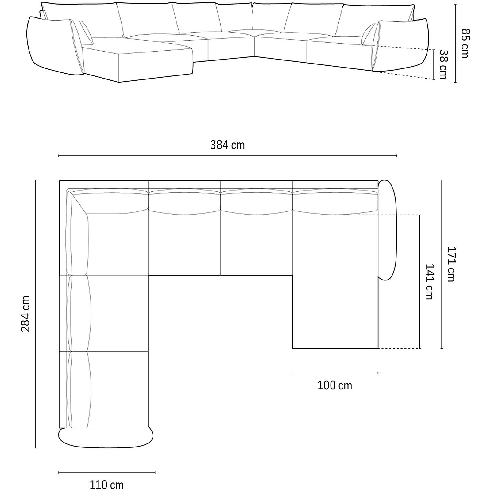 Wohnlandschaft U-Sofa Kaelle - Ausrichtung: links - Bezug: Chenille (Over The Horizon), Light Beige
