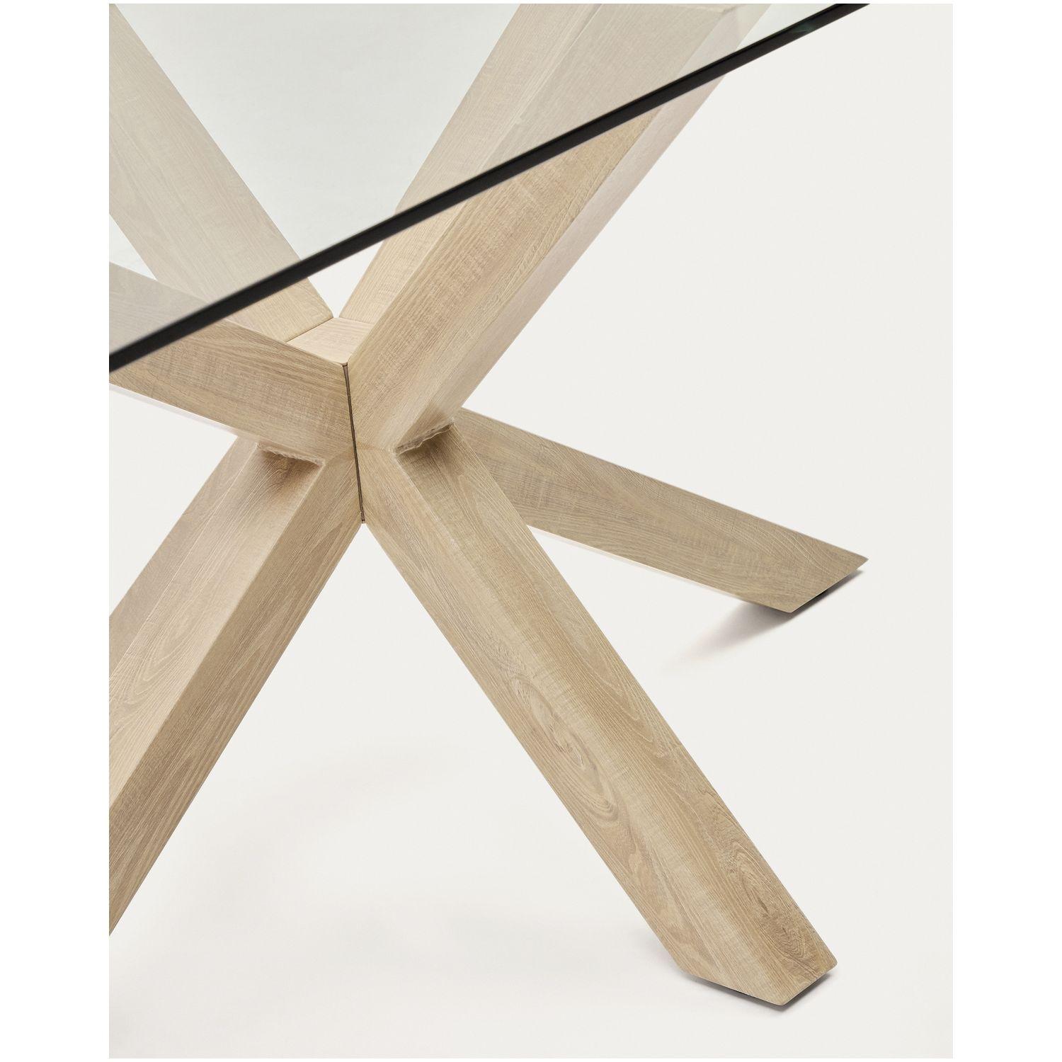 Argo Tisch aus Glas und Stahlbeine in Holzoptik 200 x 100 cm