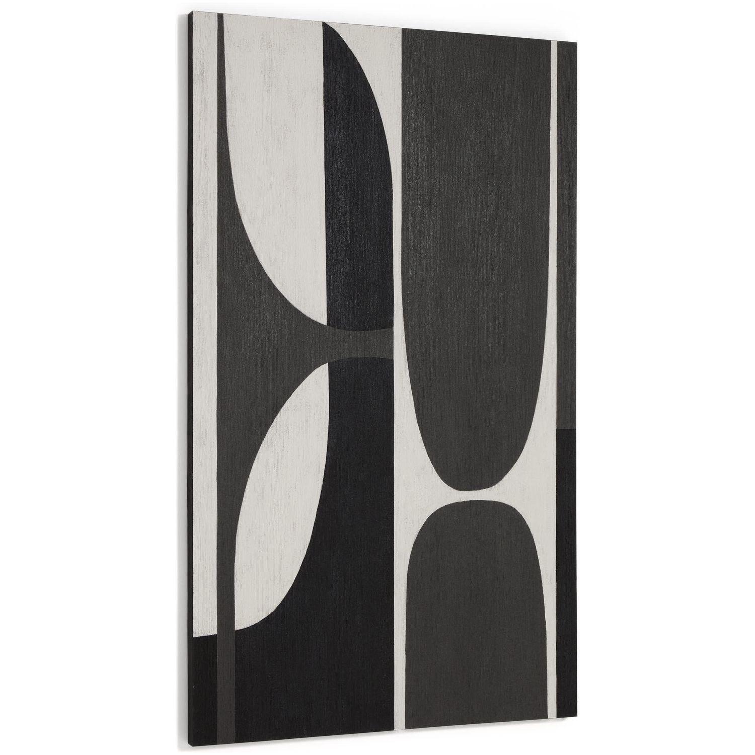 Abstraktes Bild Onure in Schwarz und Weiss 120x200